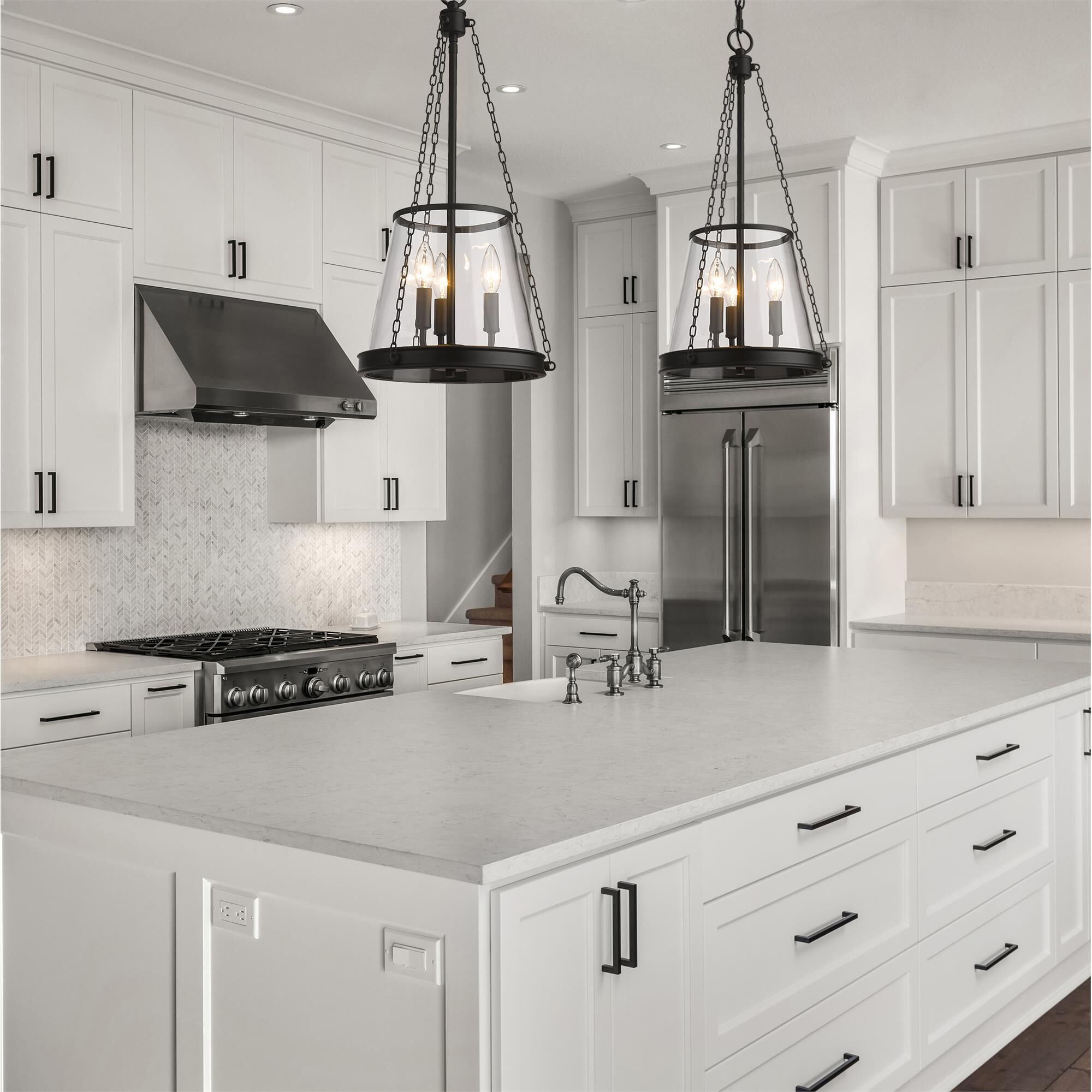 Shown in Matte Black finish and Clear glass and Clear shade