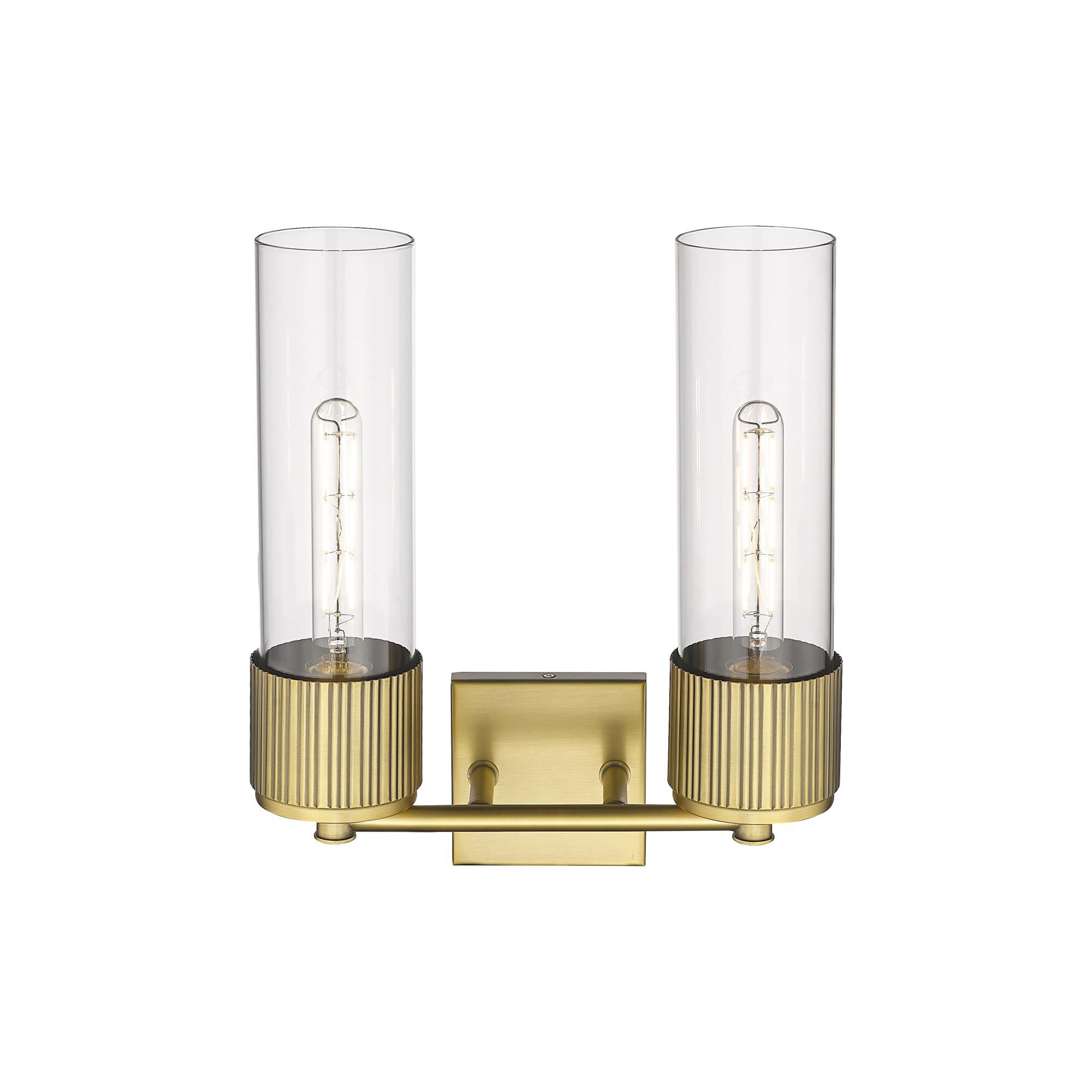 Shown in Brushed Brass finish and Clear glass