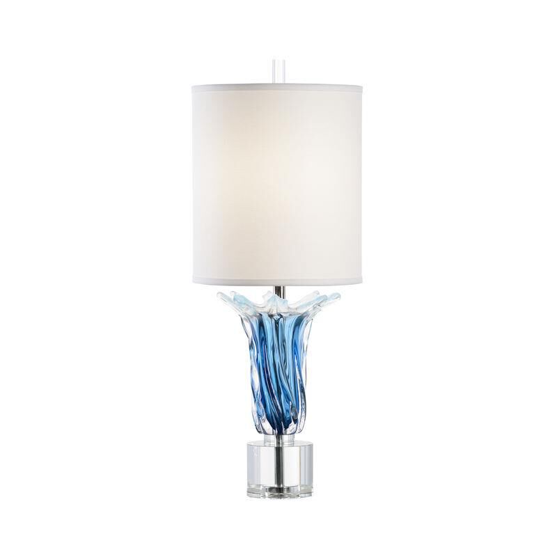 Shown in Clear - Blue - Clear finish and White Linen shade