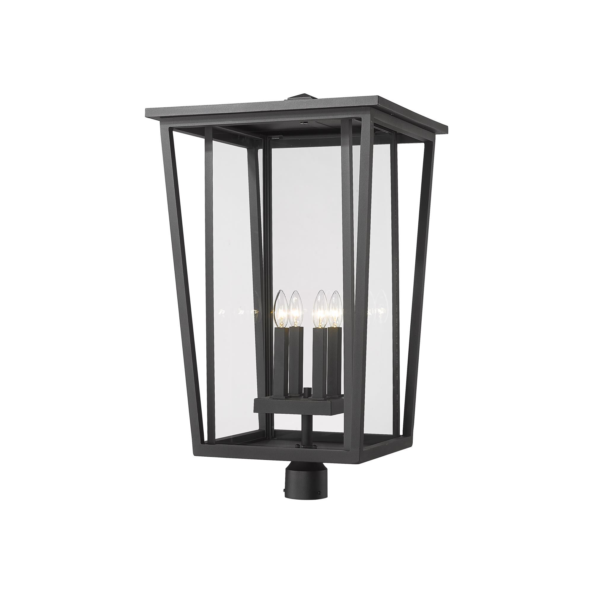 Shown in Black finish and Glass shade