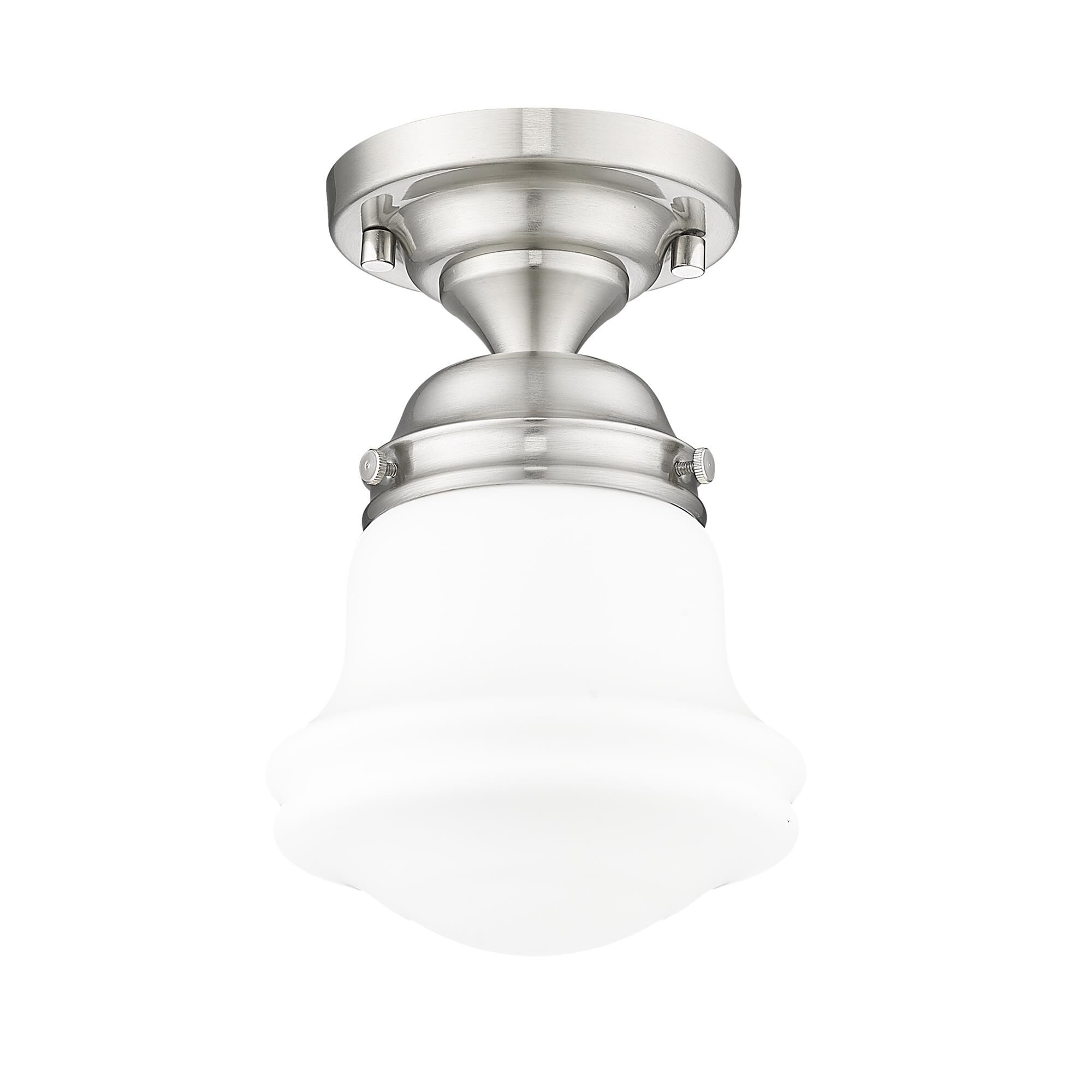 Shown in Brushed Nickel finish and Matte Opal glass