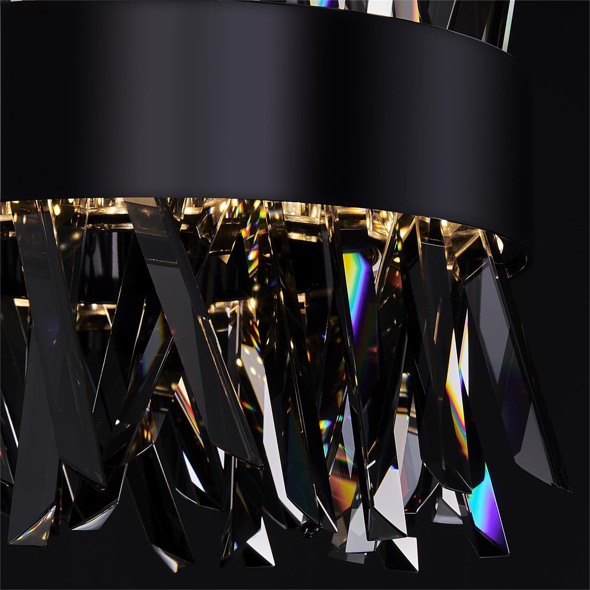 Shown in Black Nickel finish and Smoked Firenze crystal