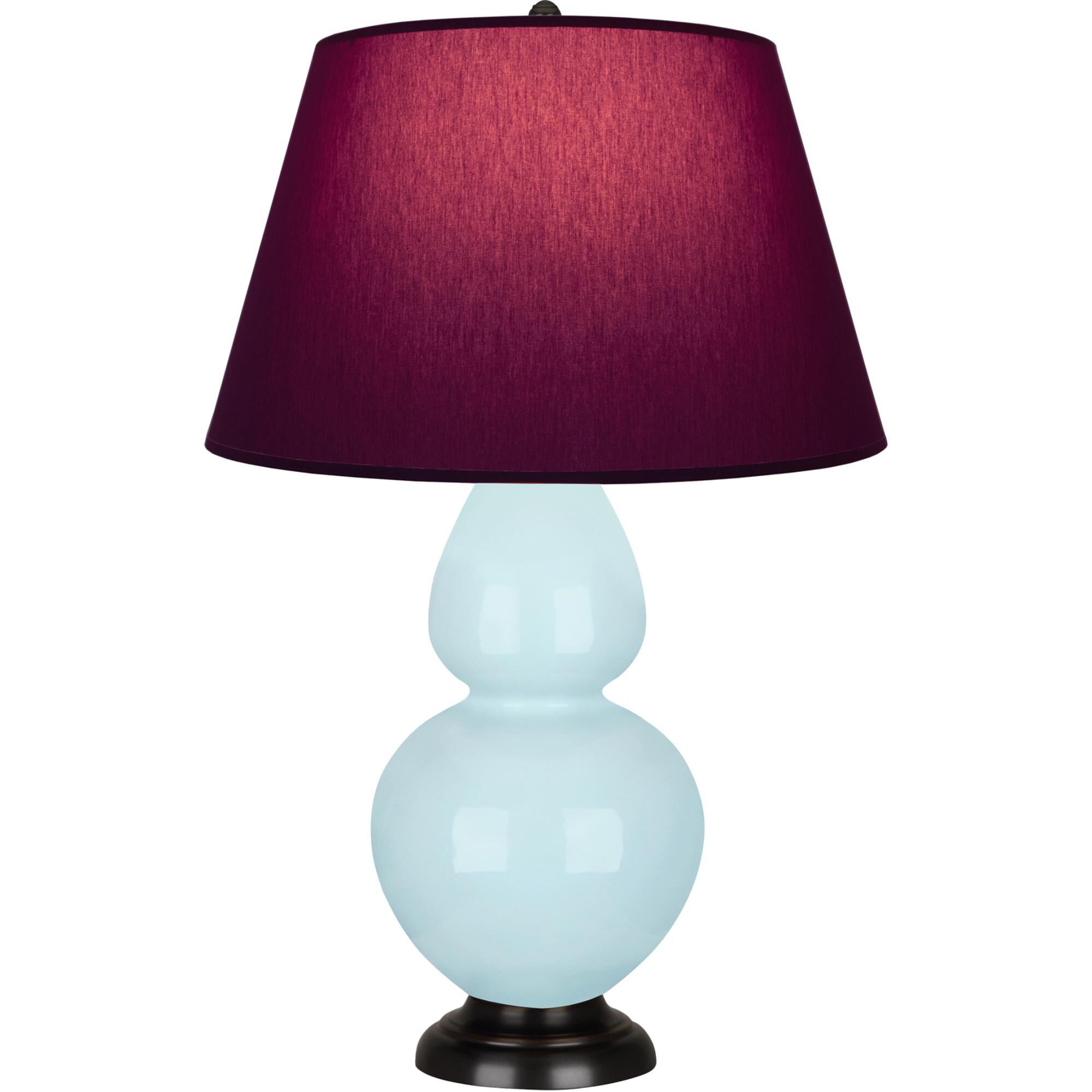 Shown in Baby Blue finish and Plum and Lavender shade and Deep Patina Bronze accent