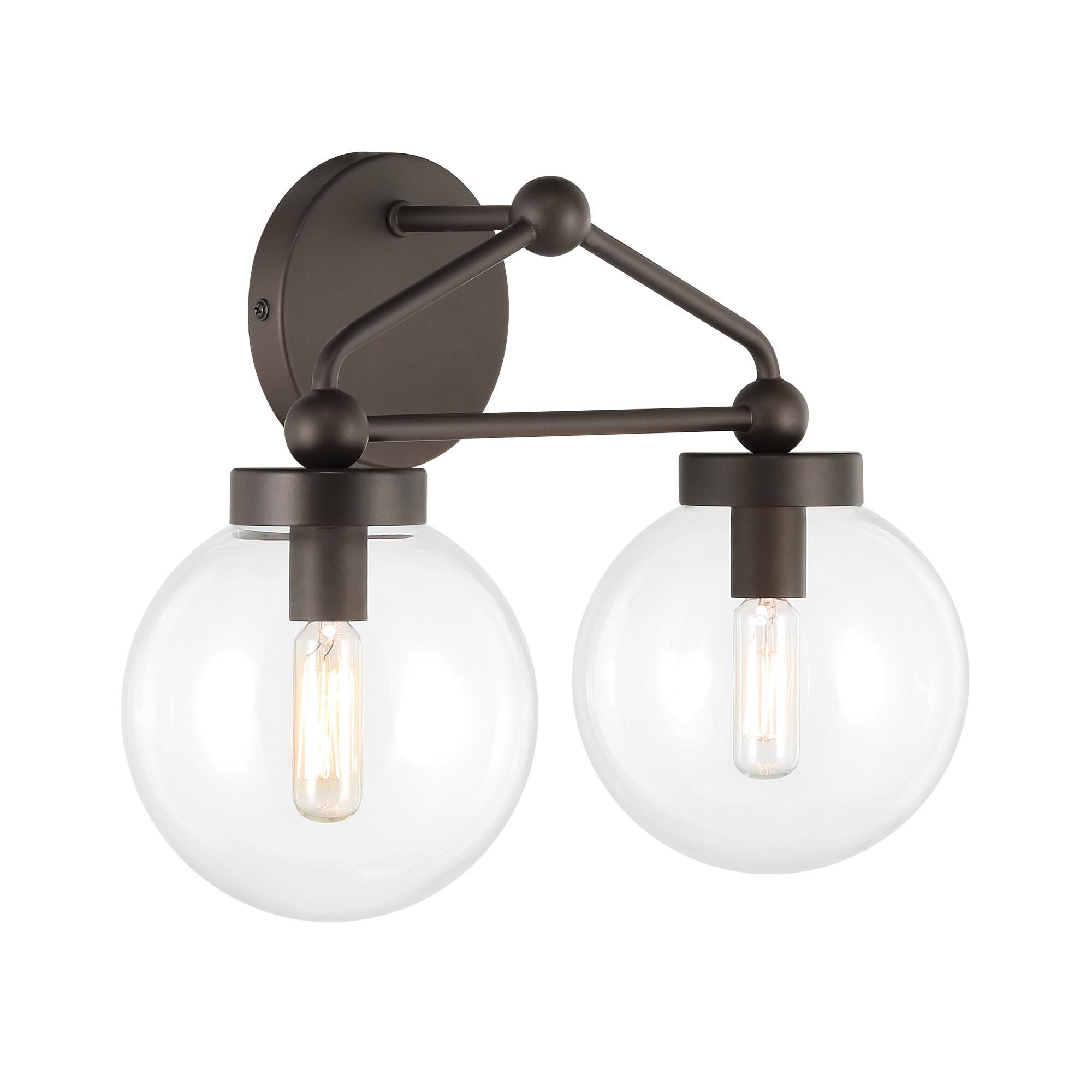 Shown in Dark Bronze finish and Clear glass and Glass shade