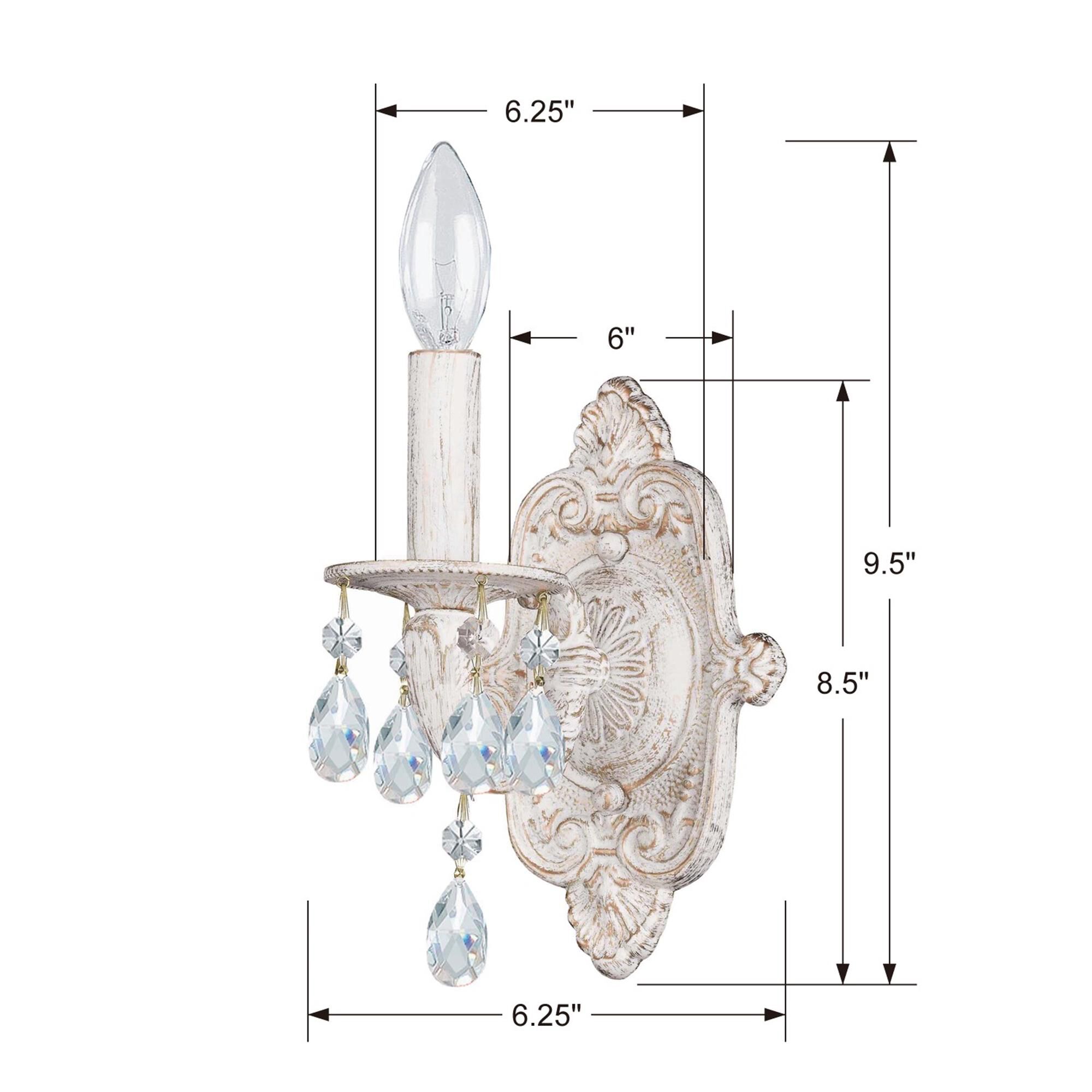 Shown in Antique White finish and Hand Cut Crystal crystal
