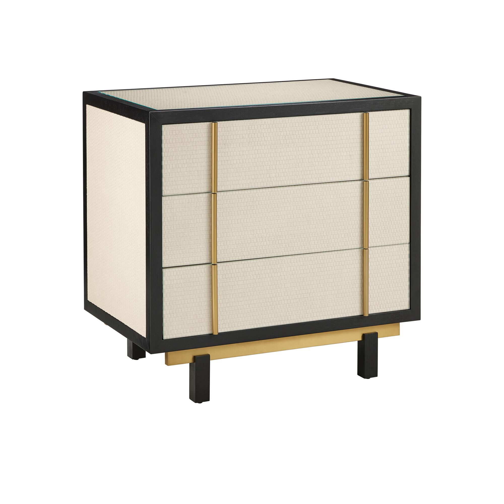 Shown in Ivory/Black/Brushed Brass/Natural/Dusty Blue/Clear finish