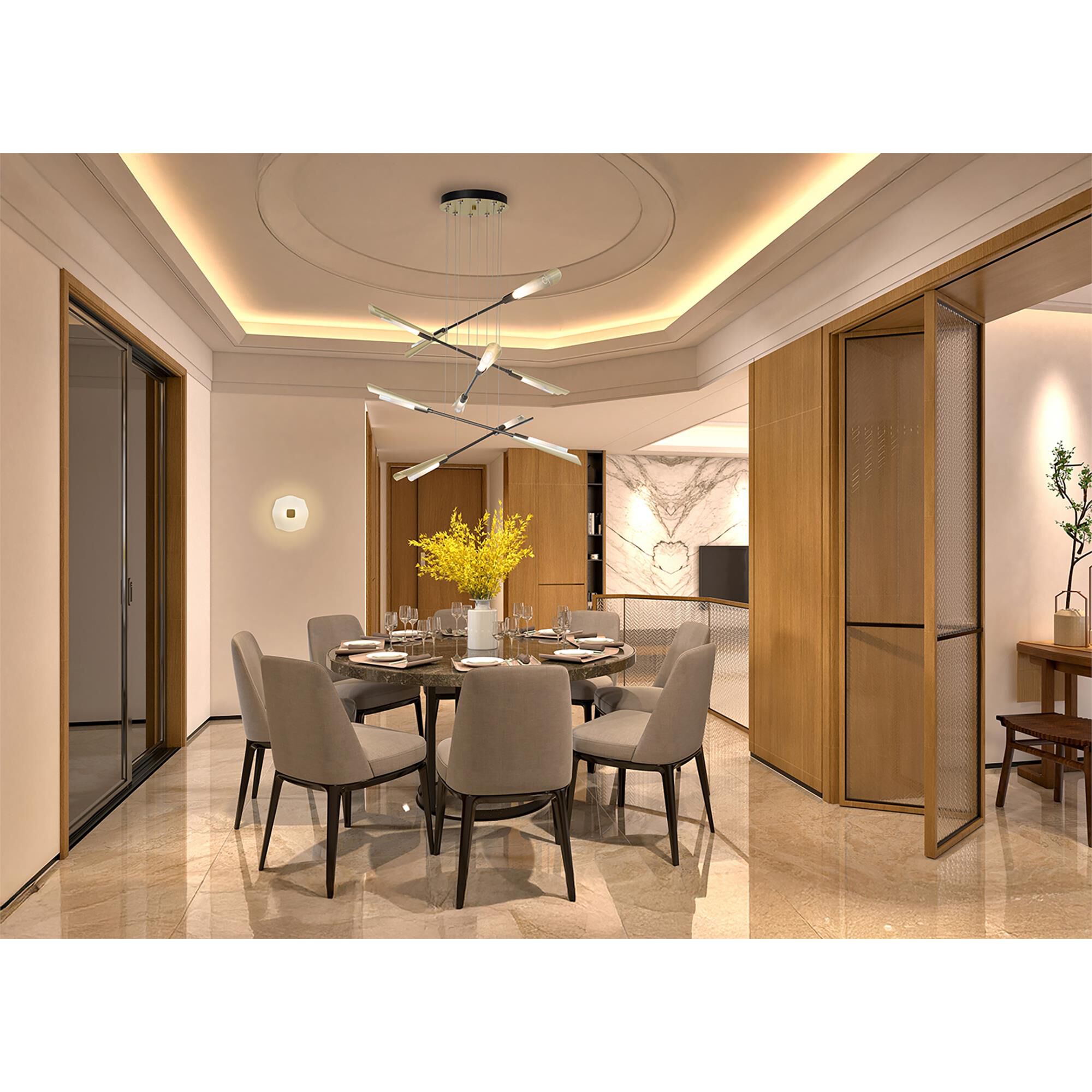 Shown in Black and Soft Gold finish and Frosted Gradient glass
