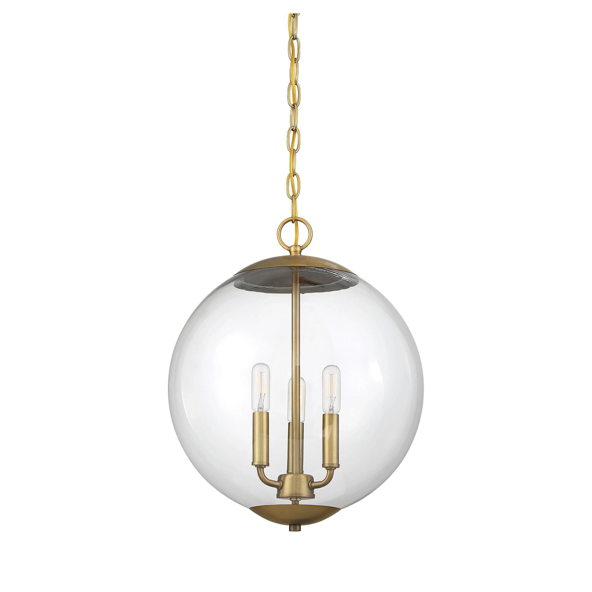 Shown in Natural Brass finish and Clear glass