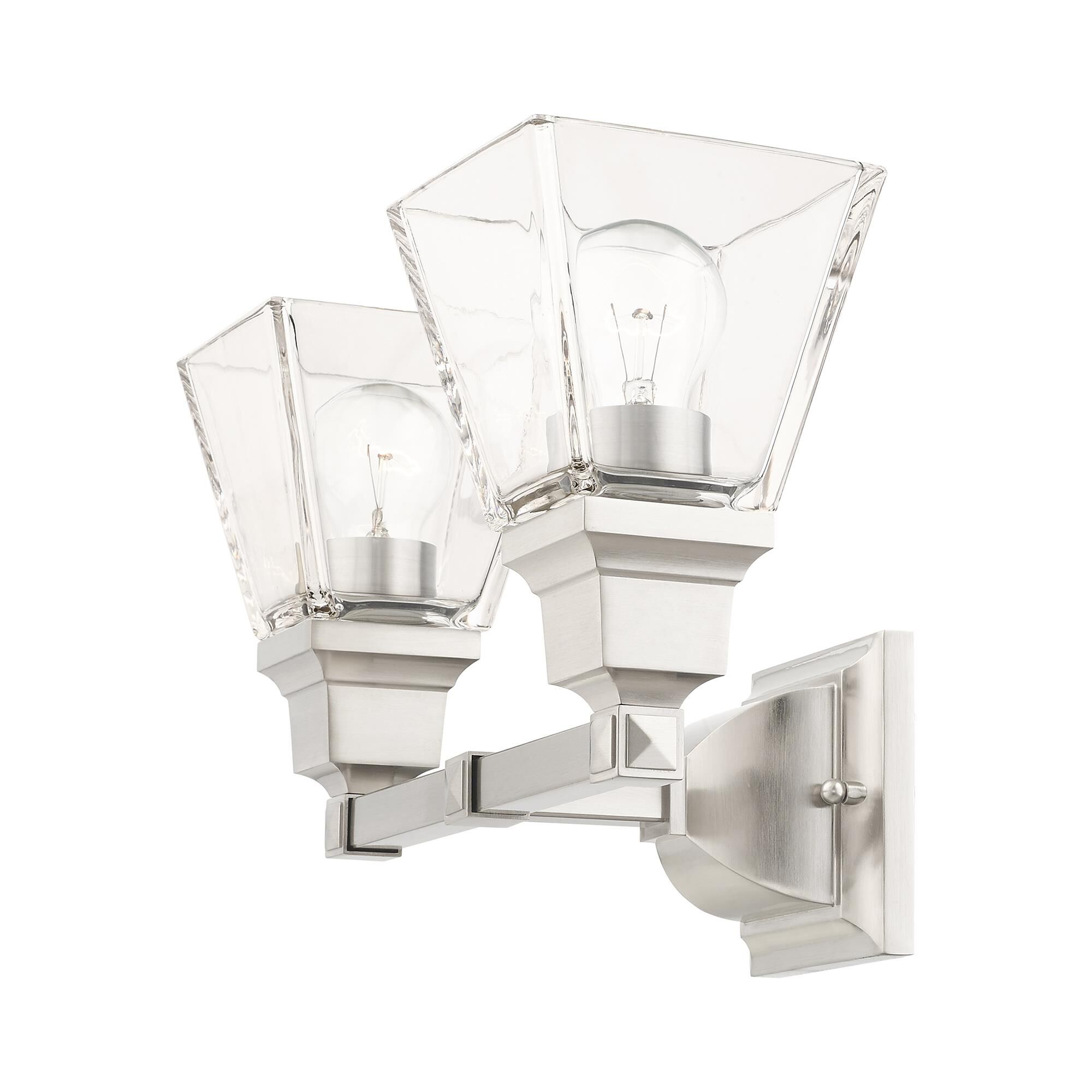 Shown in Brushed Nickel finish and Clear glass and Clear Glass shade