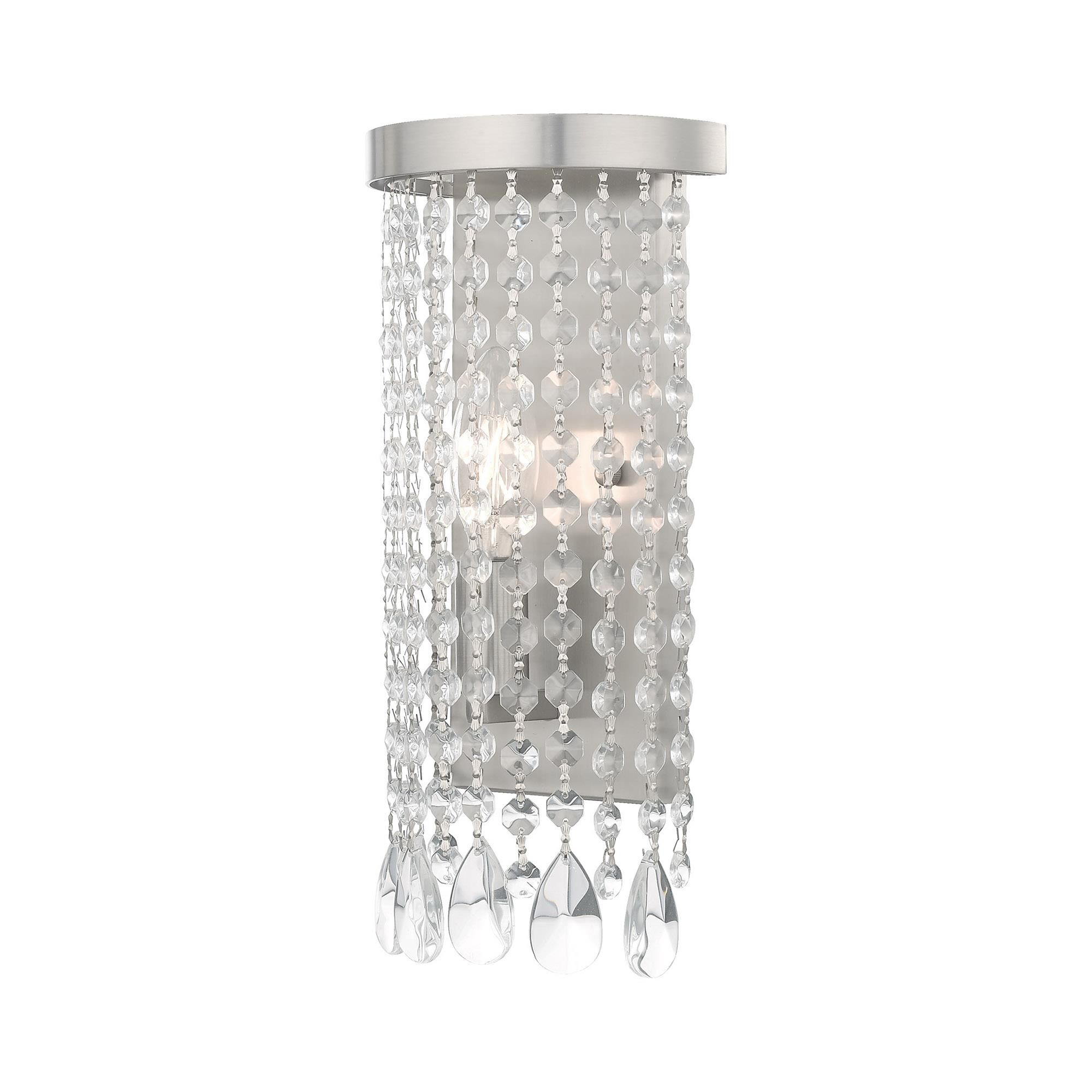 Shown in Brushed Nickel finish and Clear Crystals glass