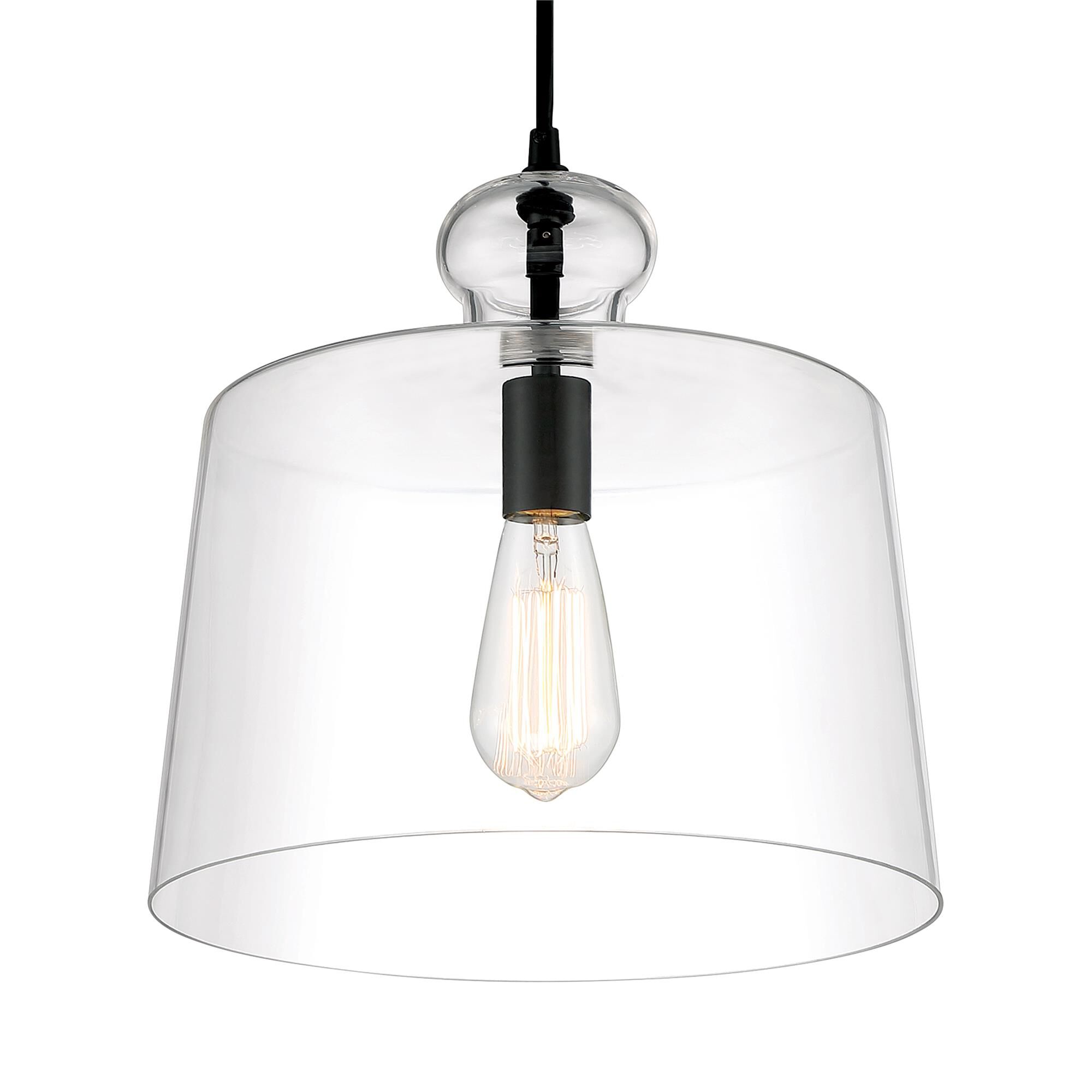 Shown in Coal finish and Clear glass and Glass shade