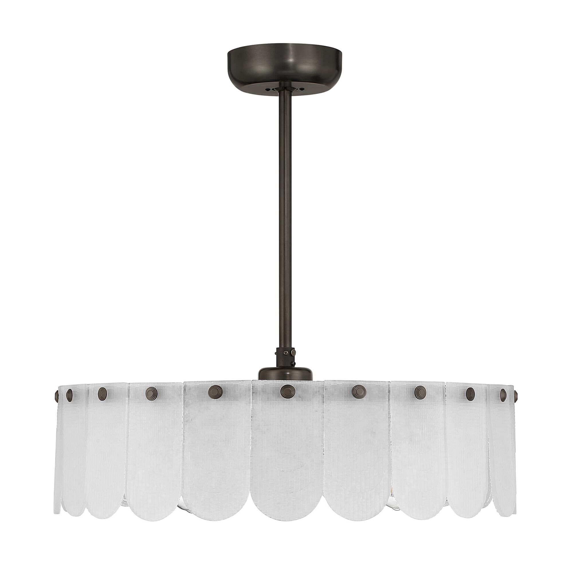 Shown in Mediterranean Bronze finish and Frosted Sugar glass