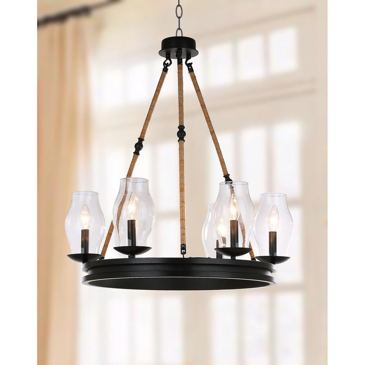 Fritz Adjustable 25 Inch 6 Light Chandelier by Safavieh