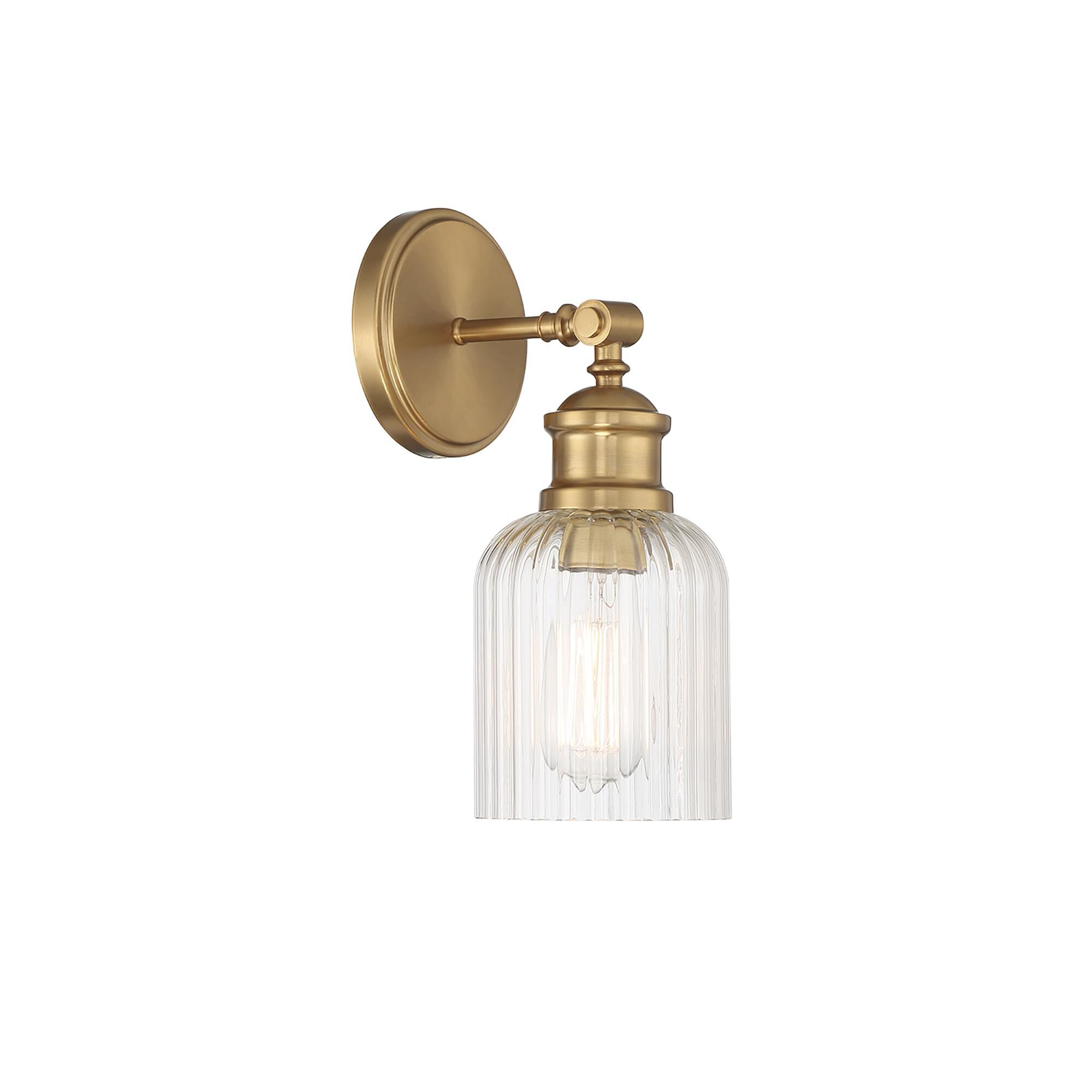 Shown in Natural Brass finish and Ribbed glass