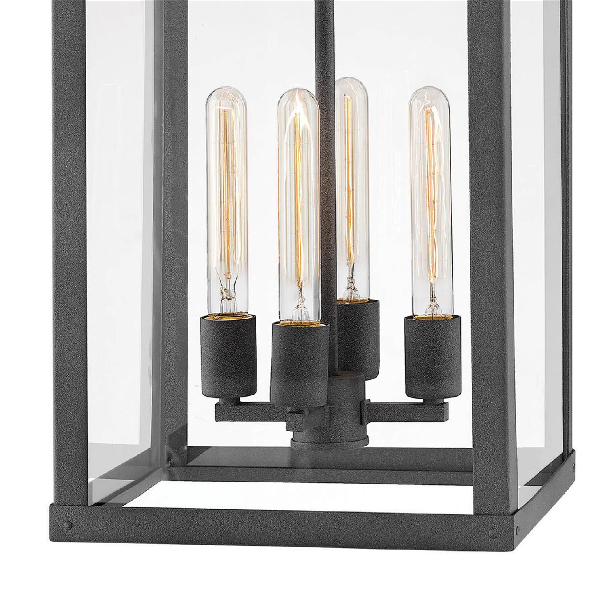 Shown in Aged Zinc finish and Clear glass