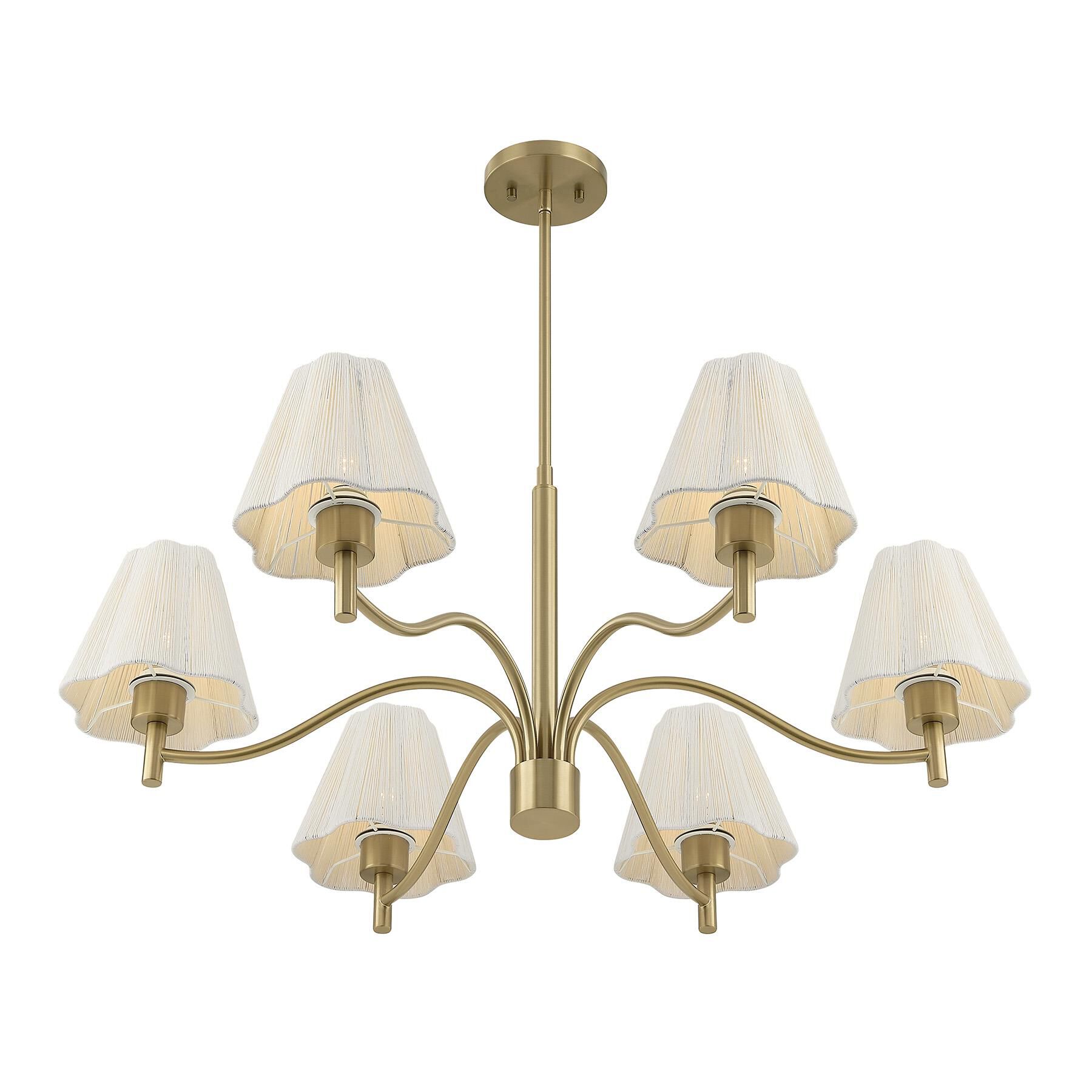 Shown in Noble Brass finish and White Scalloped String shade