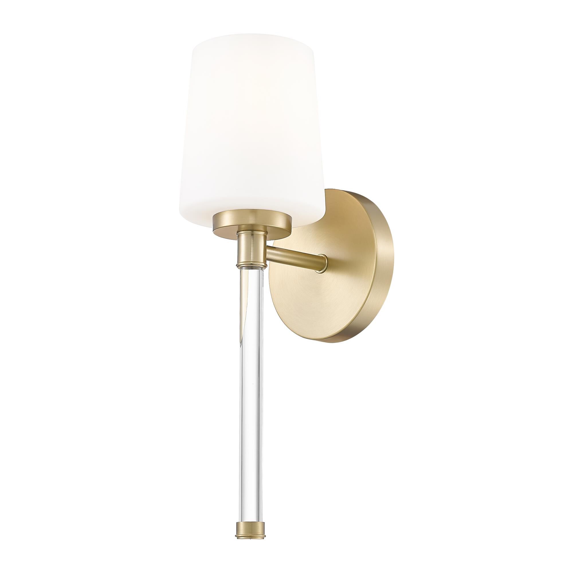 Shown in Modern Gold finish and White Opal glass