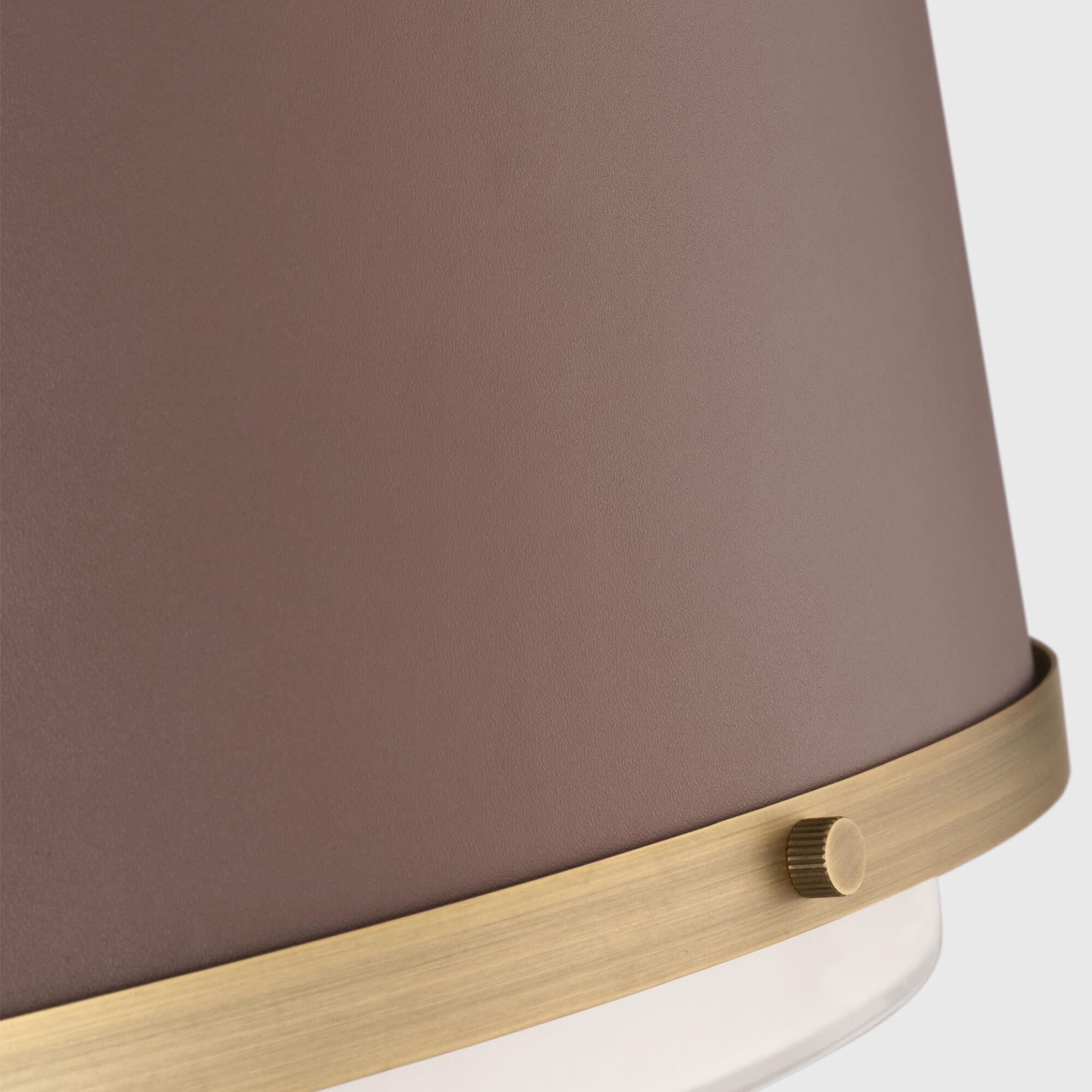 Shown in Time Worn Brass finish and Silk Screen White Inside Clear Outside glass