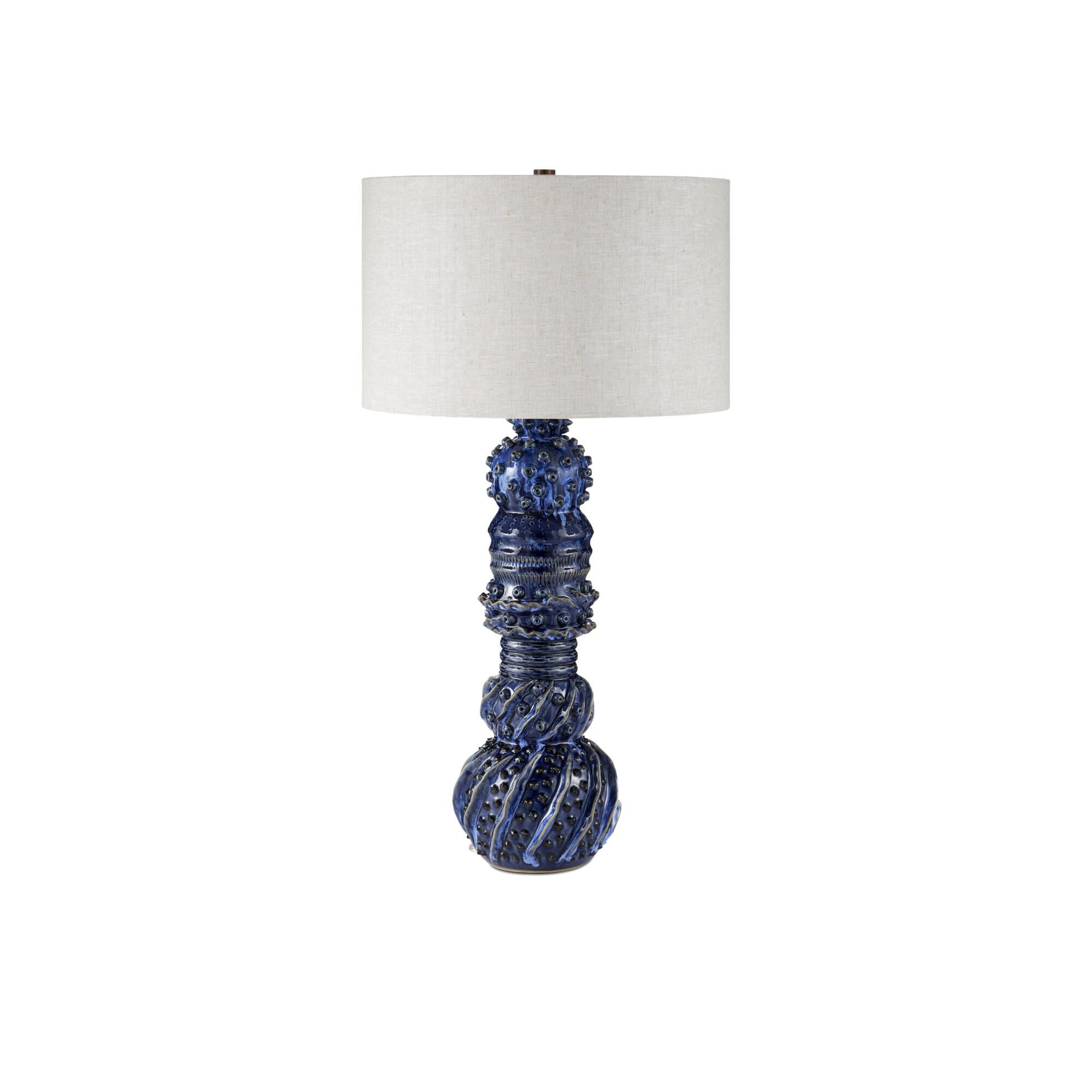 Shown in Dark Blue Reactive finish and Off-White Linen shade