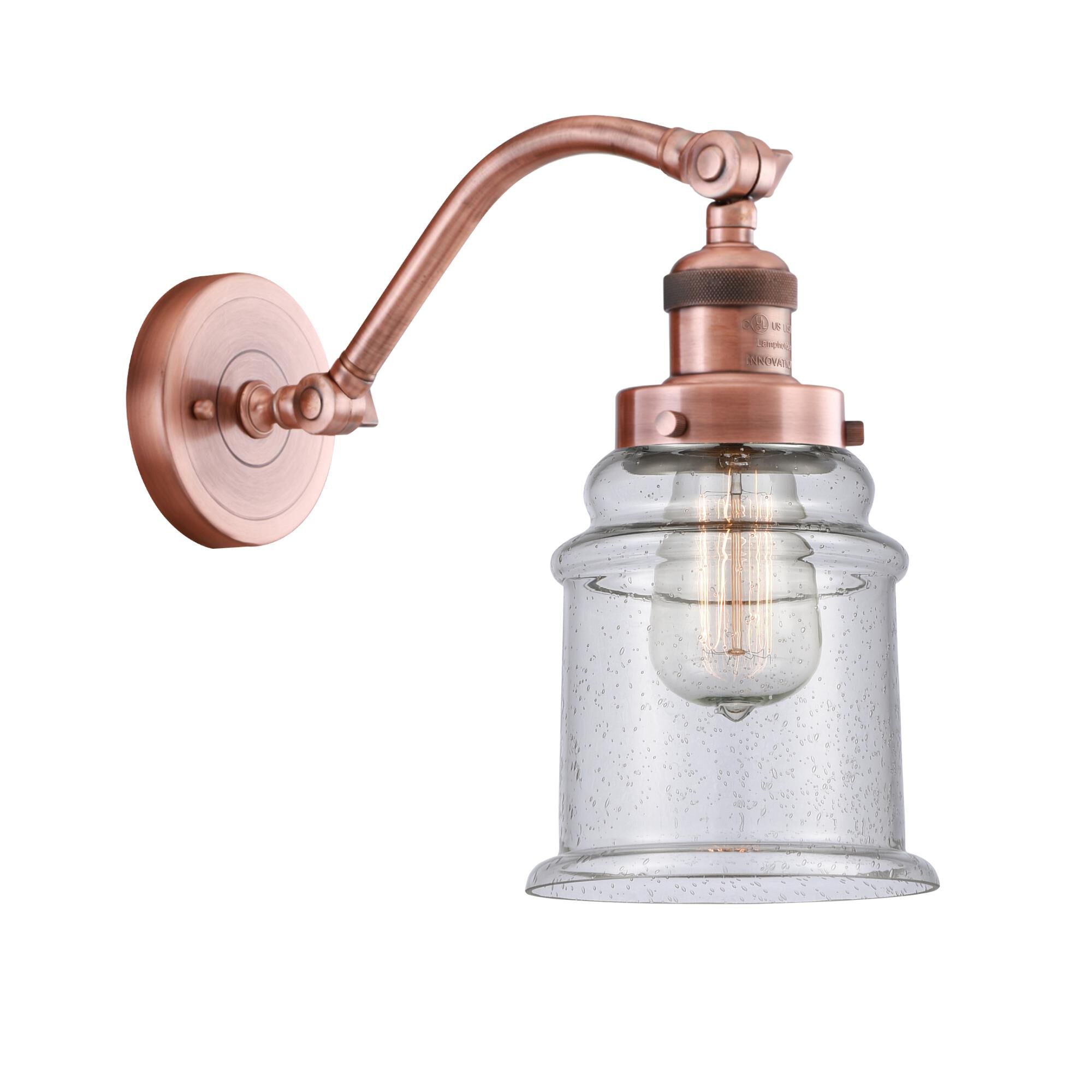 Shown in Antique Copper finish and Seedy Canton glass