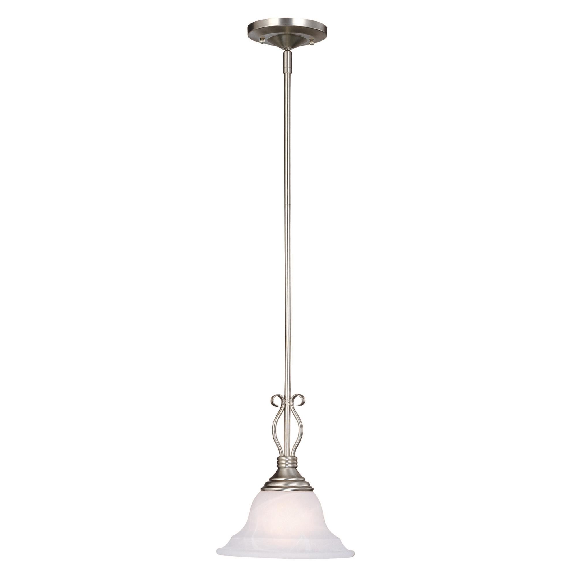 Shown in Pewter finish and White Faux Alabaster glass