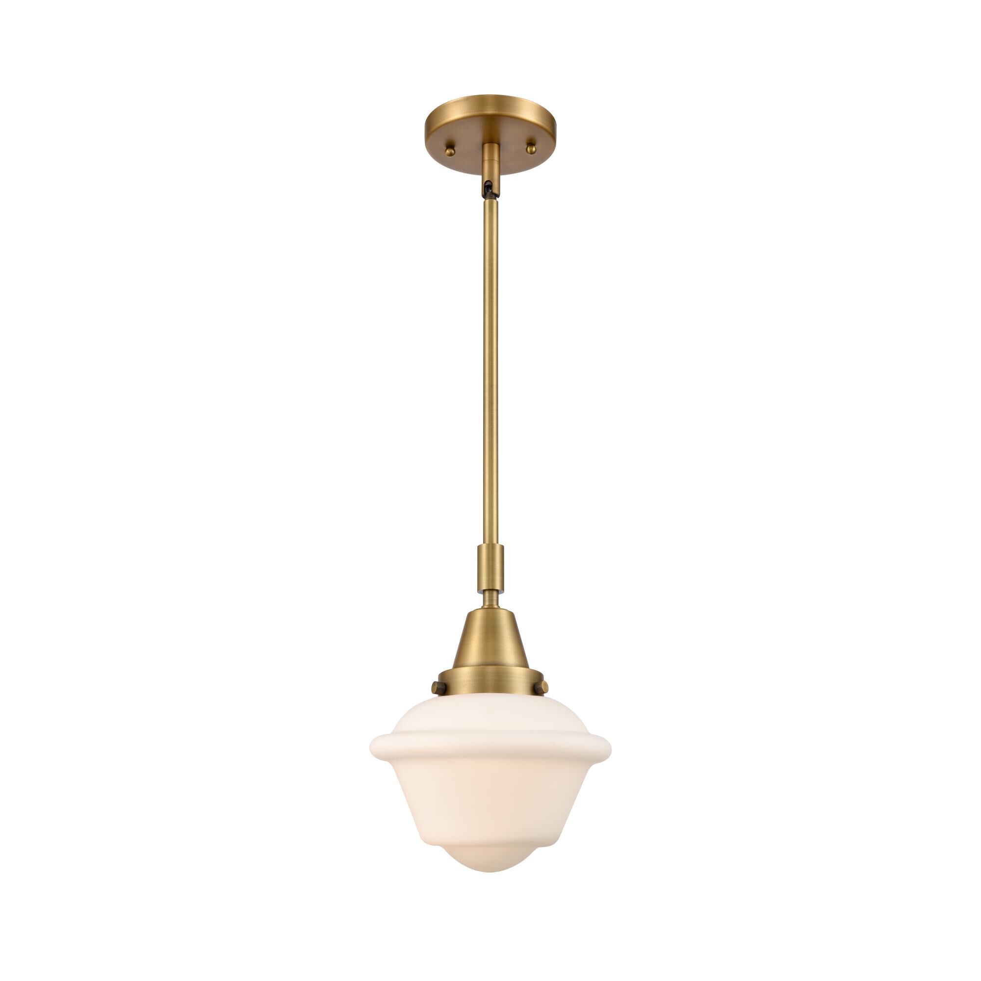 Shown in Brushed Brass finish and Matte White Cased Small Oxford glass