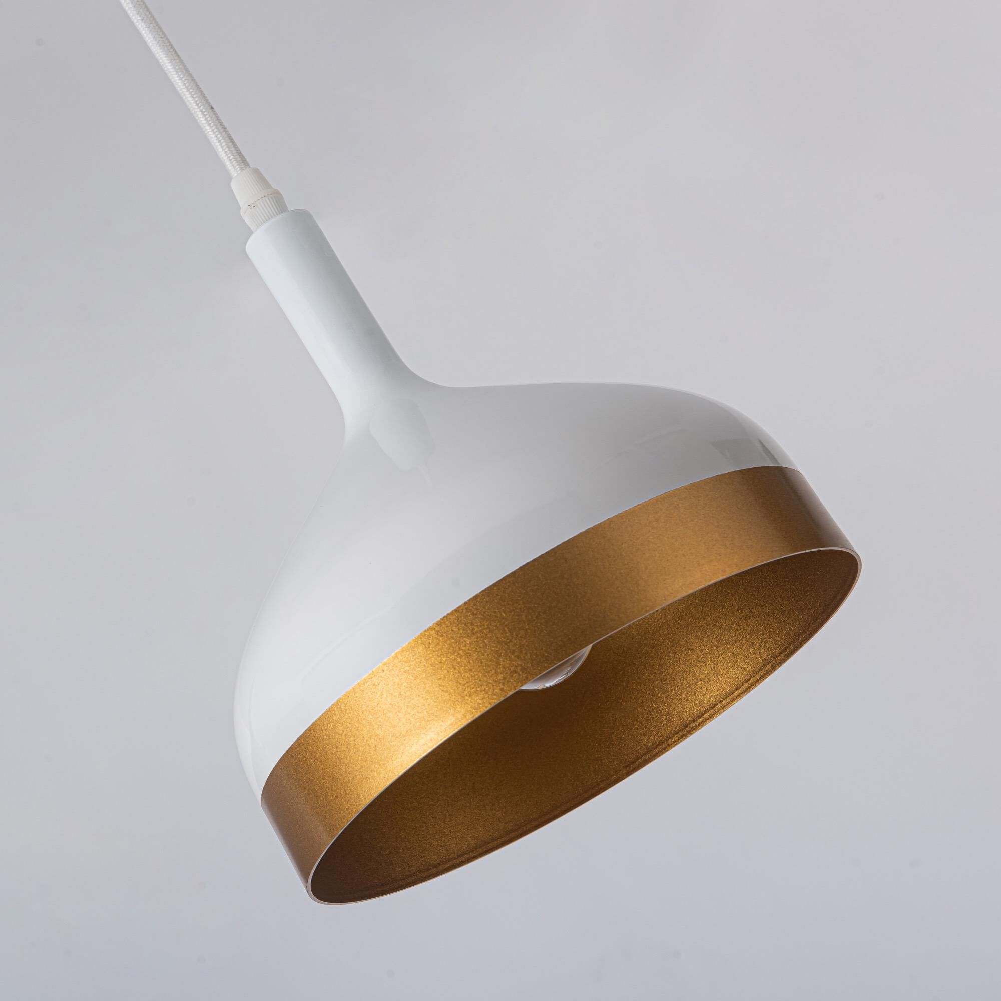 Shown in White & Gold finish and Aluminium shade