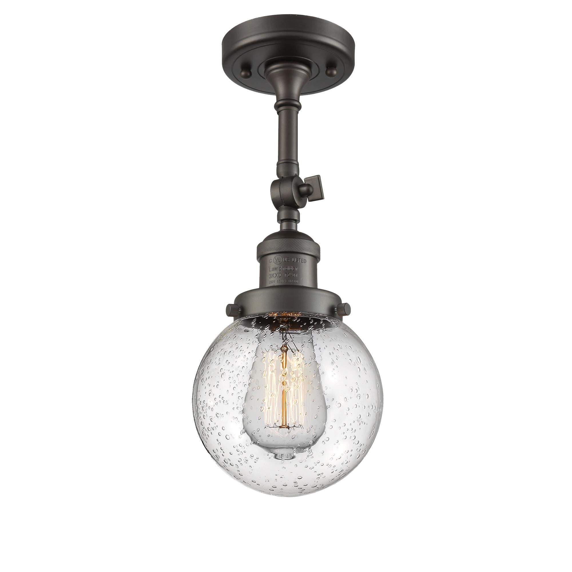 Shown in Oil Rubbed Bronze finish and Seedy glass and No Accent accent