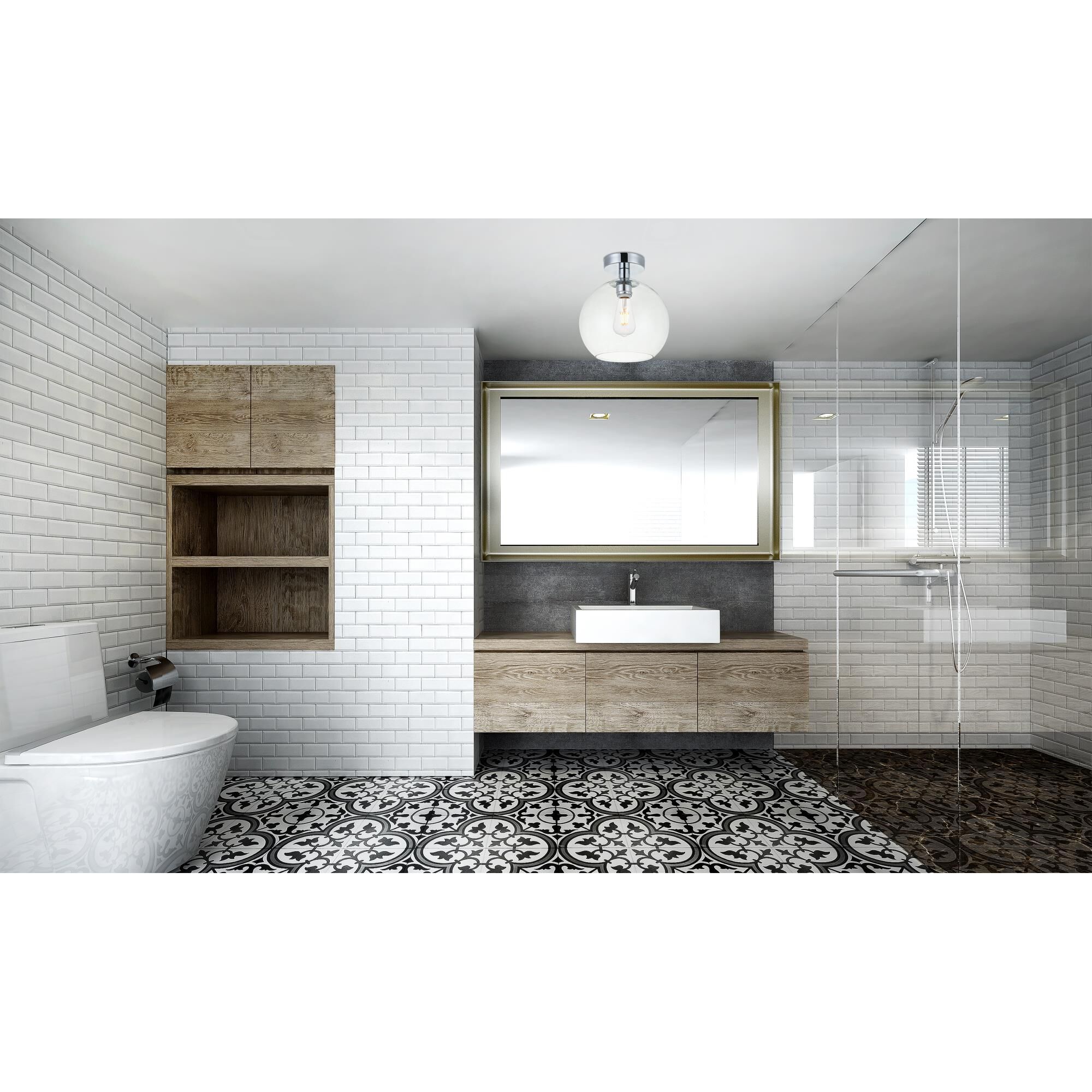 Shown in Chrome finish and Clear glass