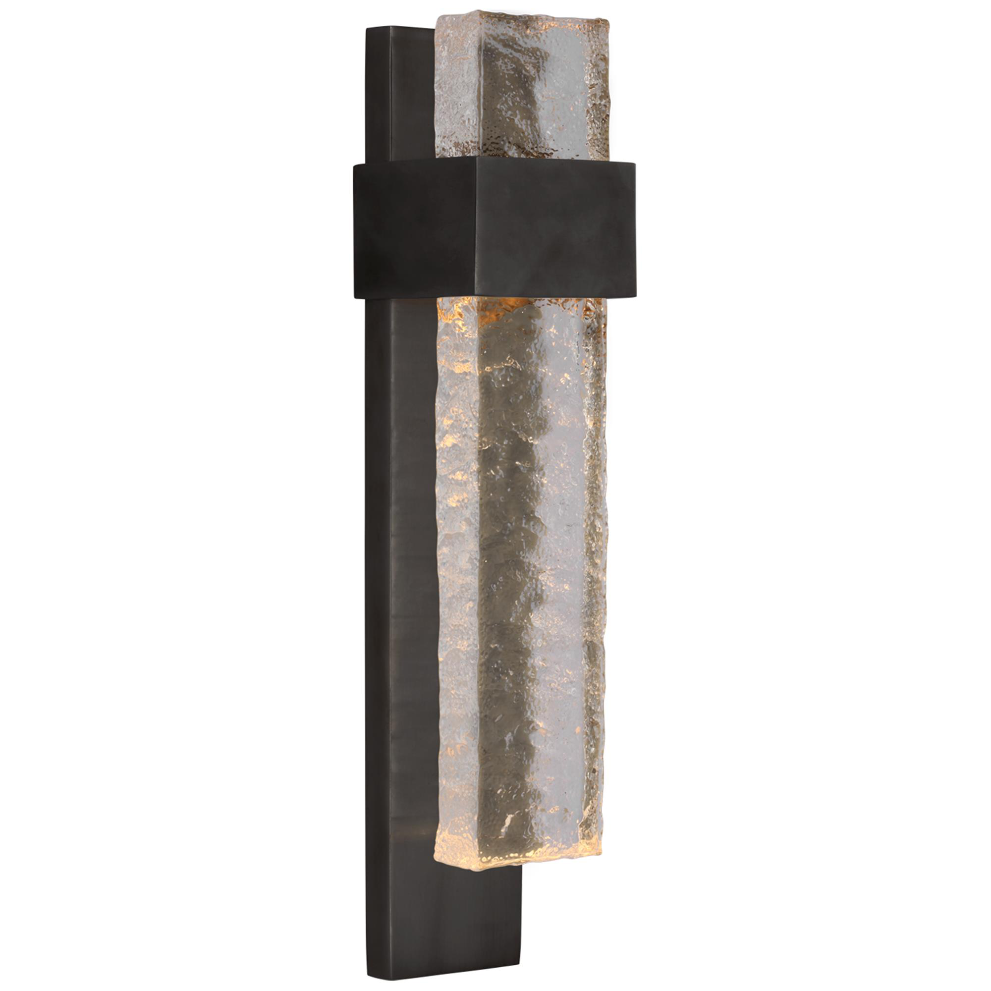 Shown in Bronze finish and Clear Wavy glass