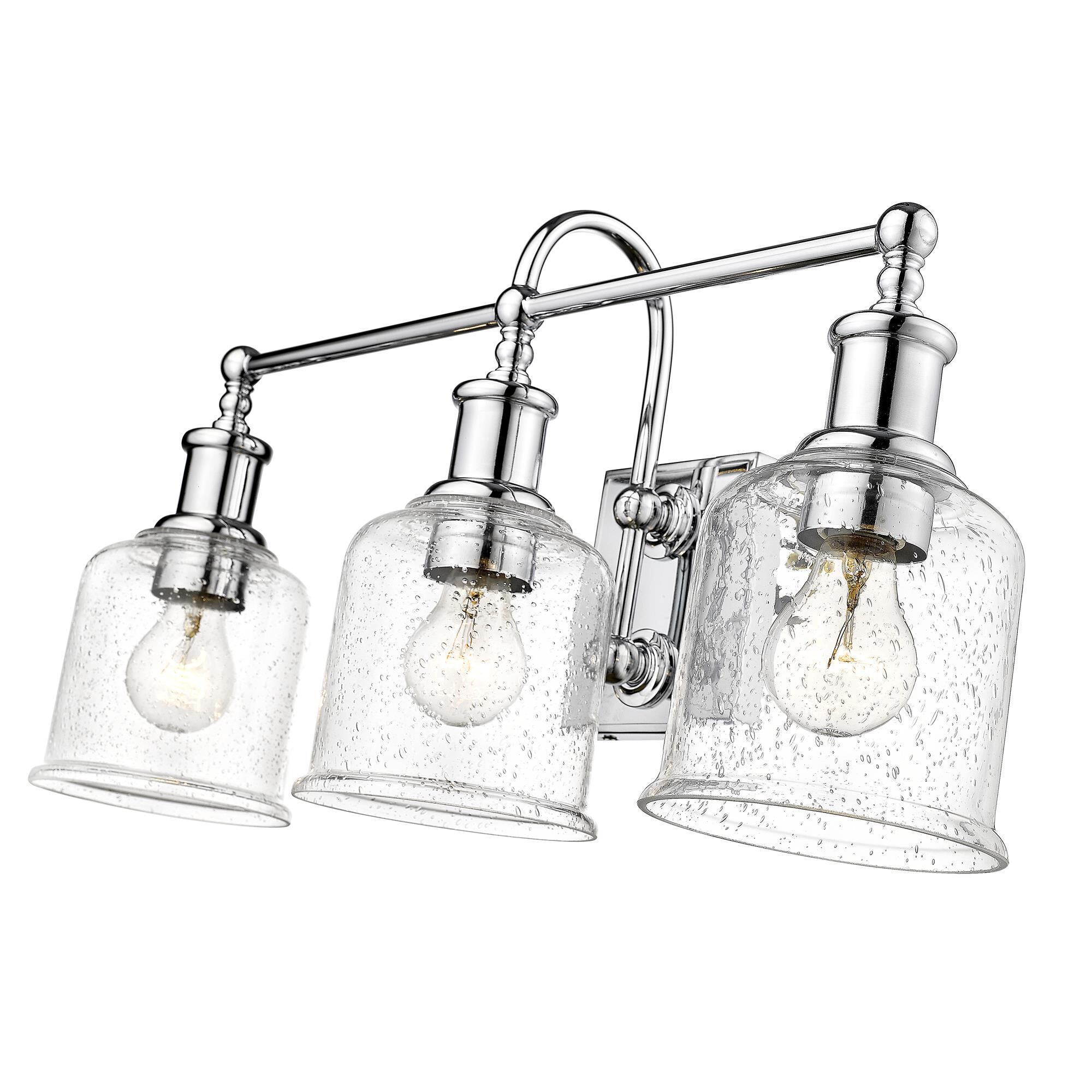 Shown in Chrome finish and Glass shade