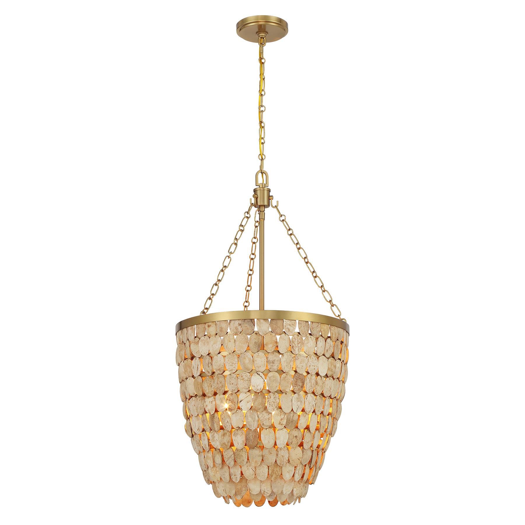 Shown in Warm Brass finish and Coconut Shell shade
