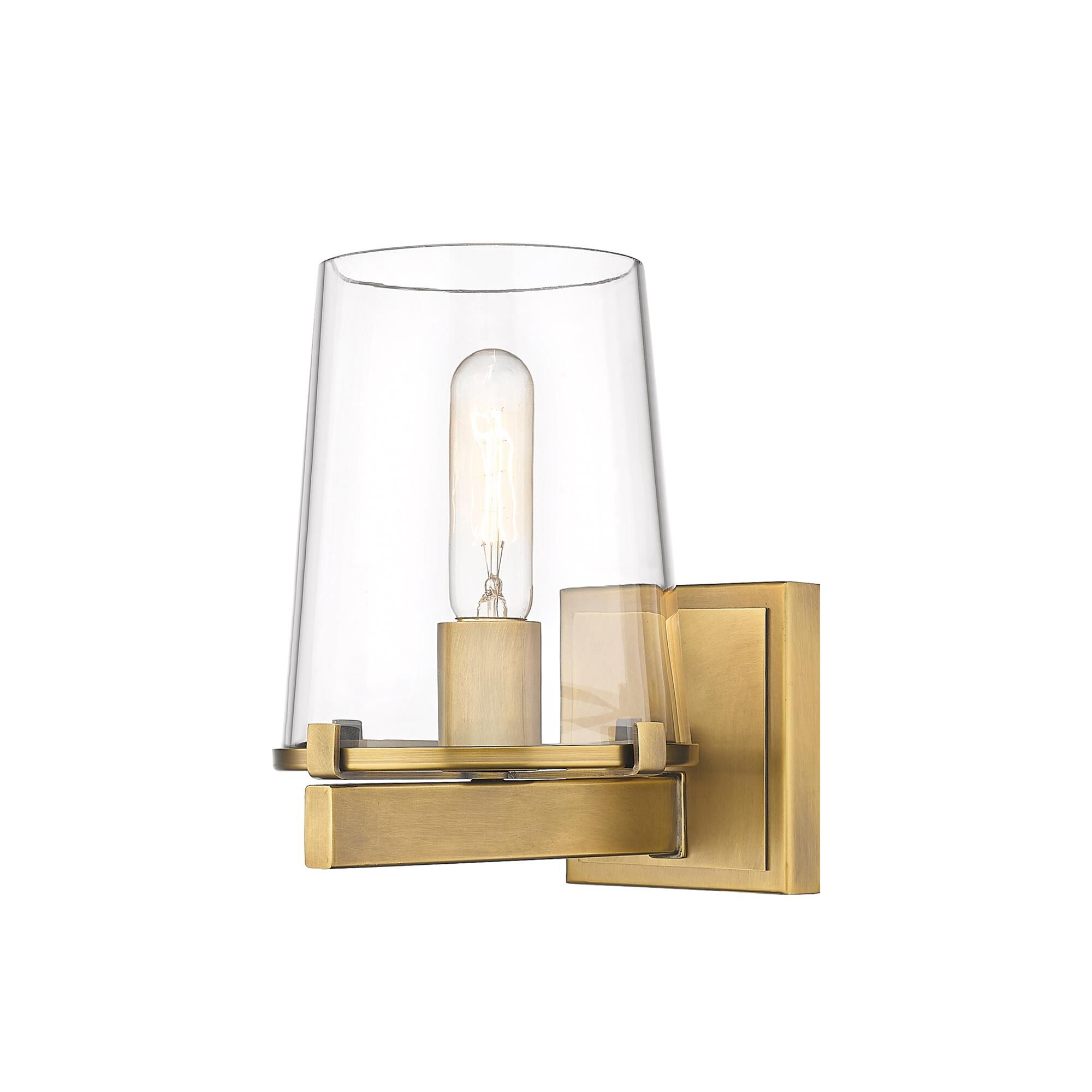 Shown in Rubbed Brass finish and Glass shade
