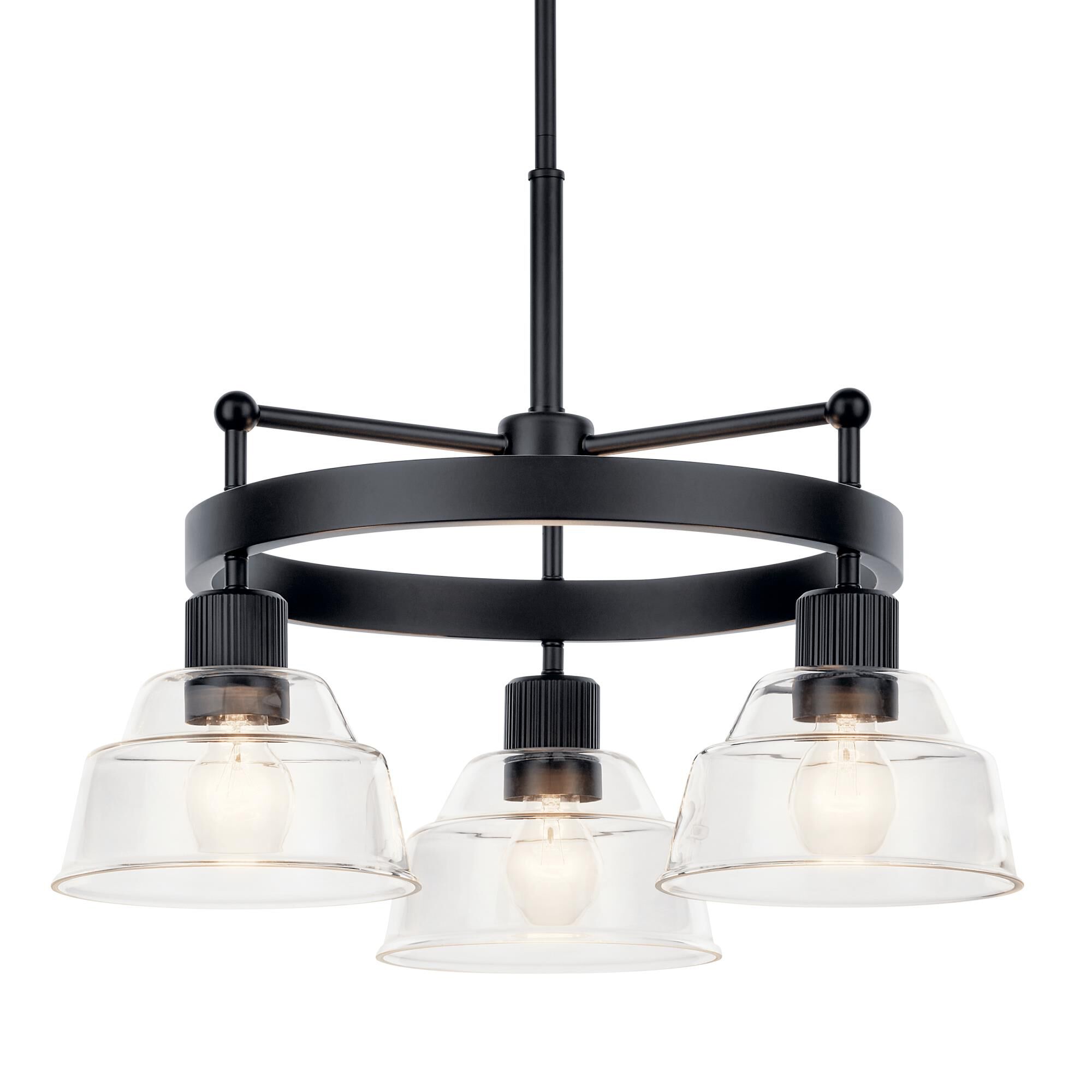 Shown in Black finish and Clear glass