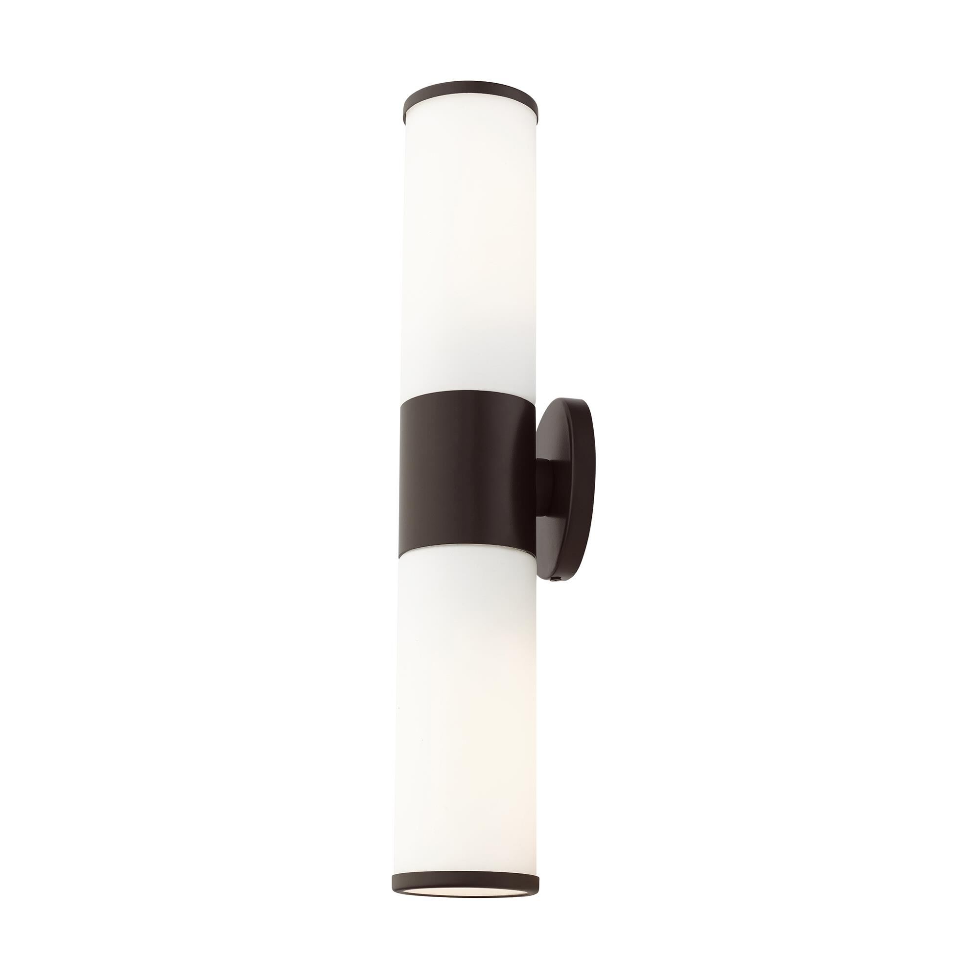 Shown in Bronze finish and Satin Opal White glass