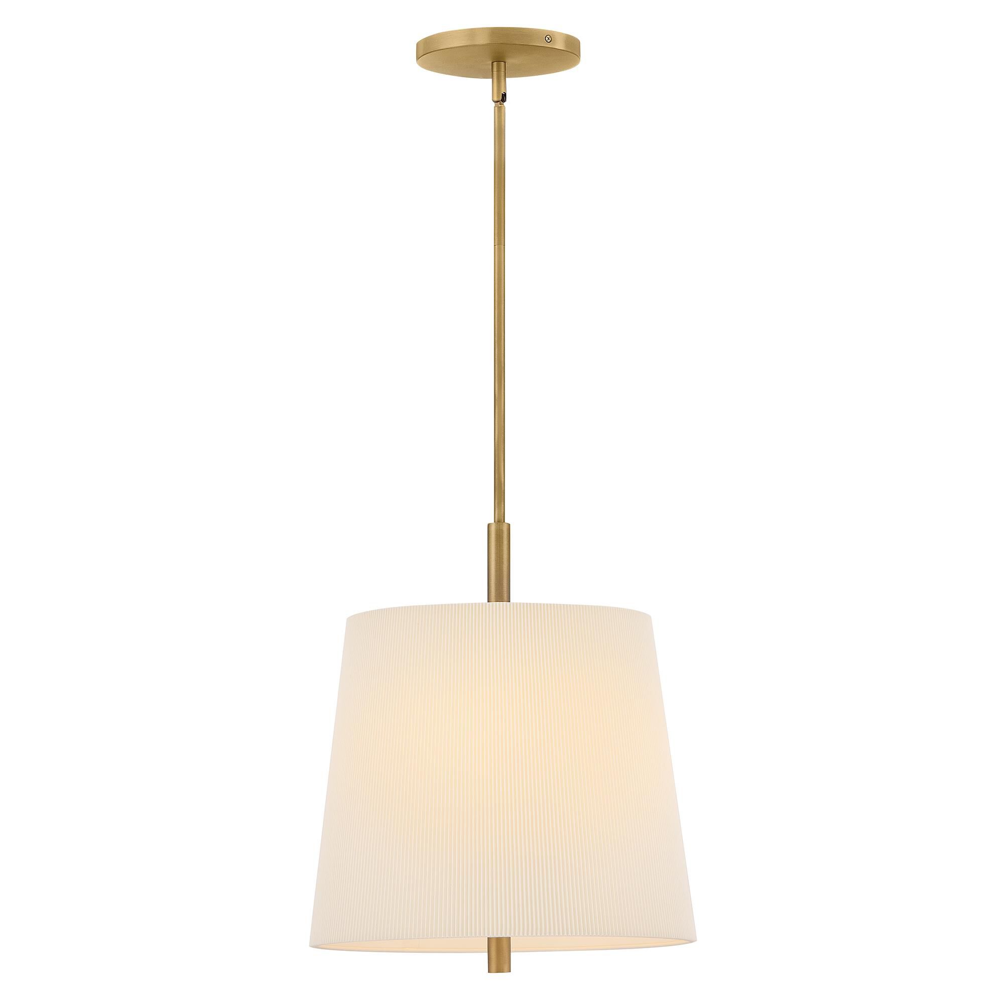 Shown in Heritage Brass finish and Micro Pleated Fabric shade