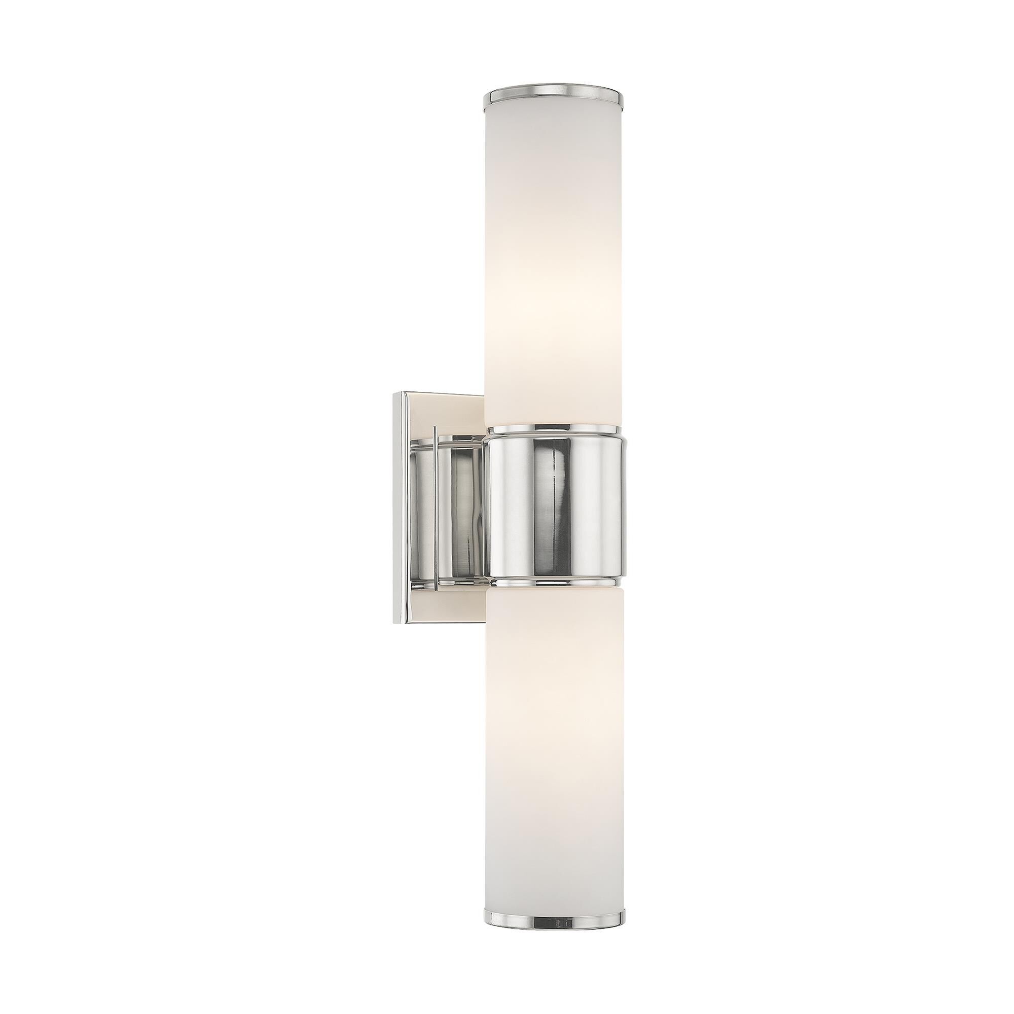 Shown in Polished Nickel finish and Hand Blown Satin Opal White glass