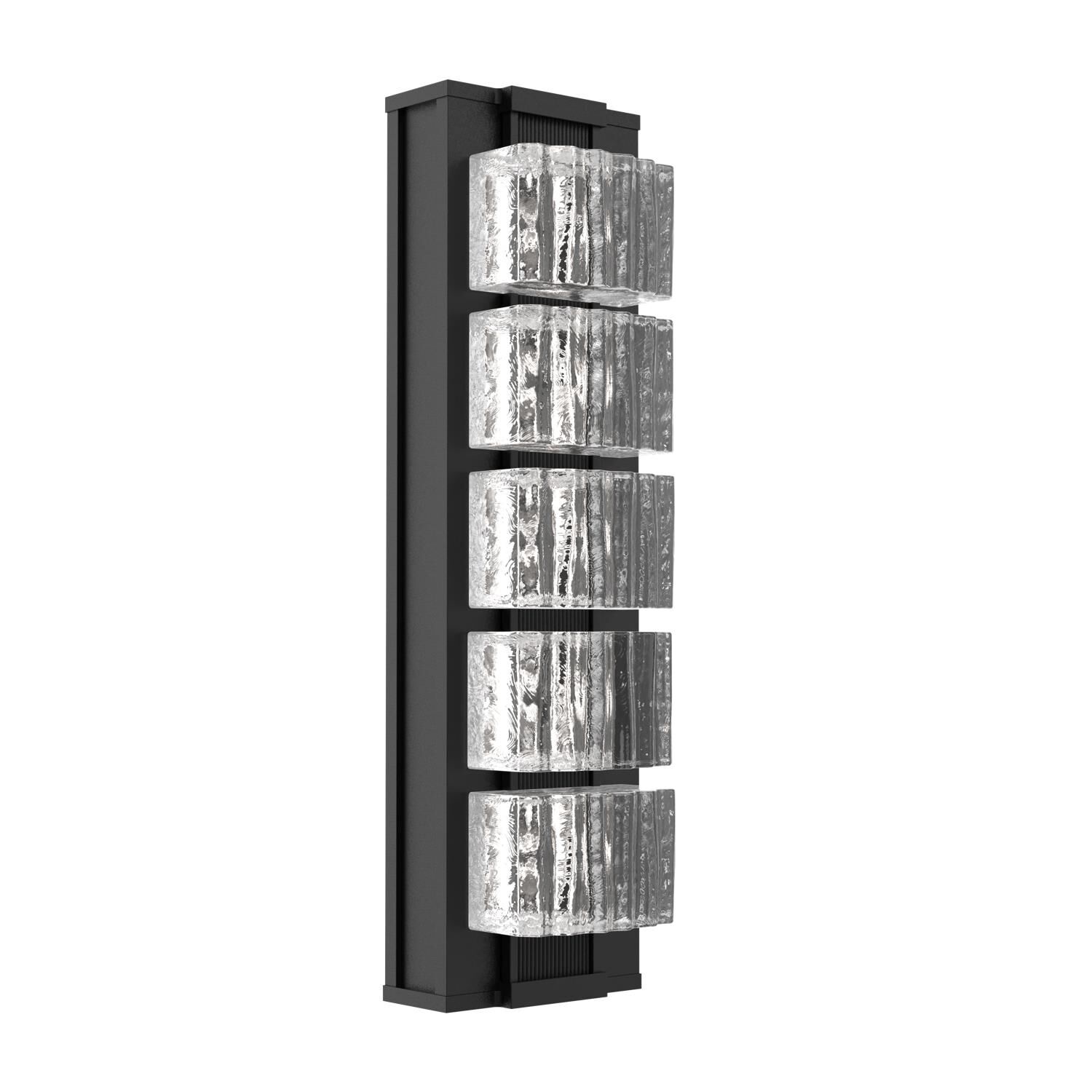 Shown in Textured Black finish and Clear Ribbed glass