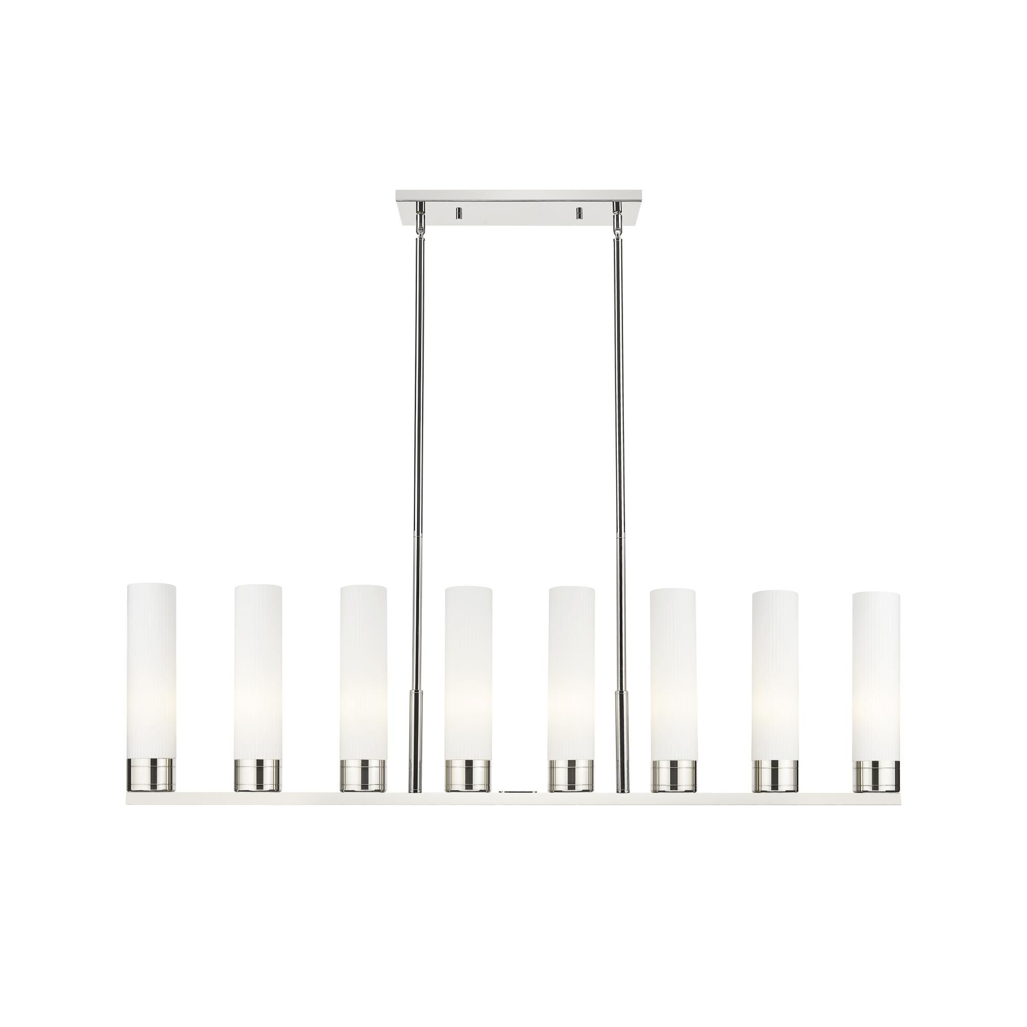 Shown in Polished Nickel finish and Striped White glass