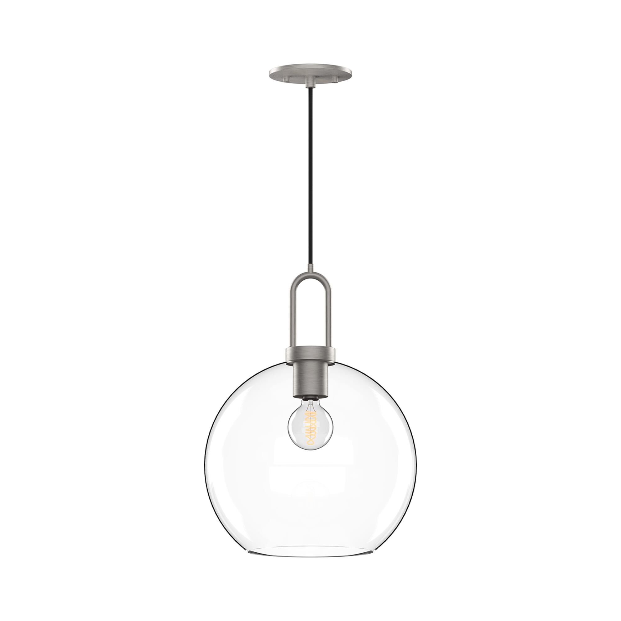 Shown in Brushed Nickel finish and Clear glass