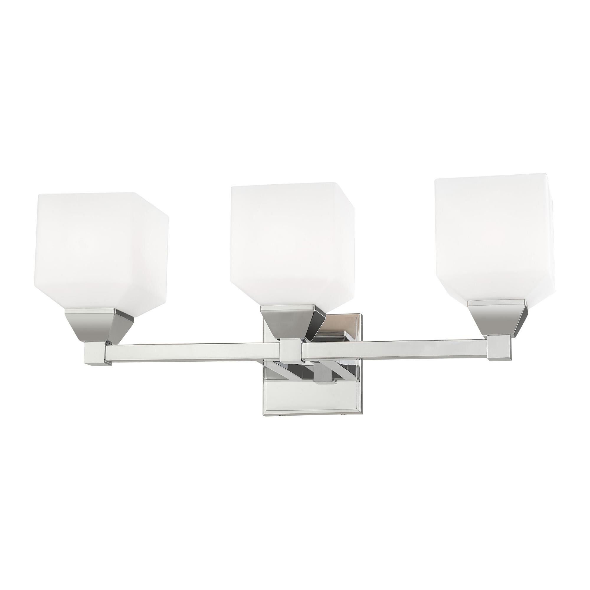 Shown in Polished Chrome finish and Hand Blown Satin Opal White glass
