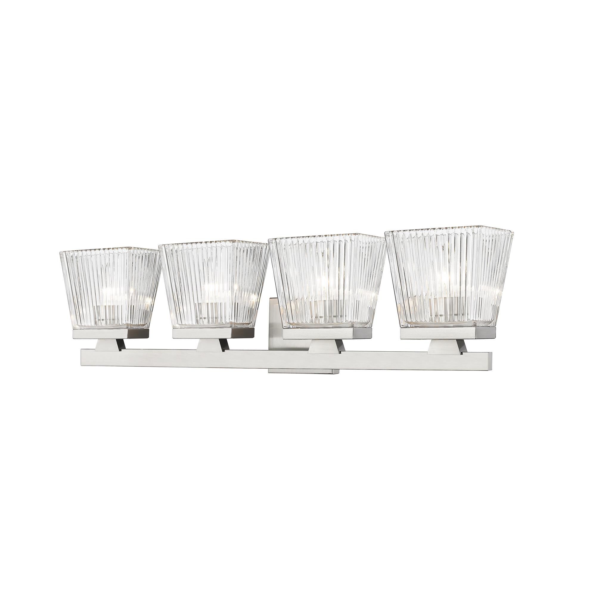Shown in Brushed Nickel finish and Glass shade