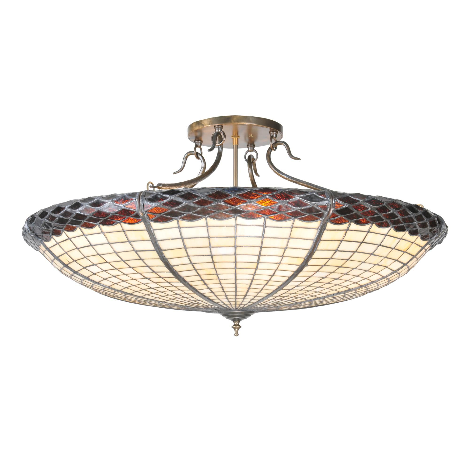 Greenbriar Oak 36 Inch 6 Light Semi Flush Mount by Meyda Lighting