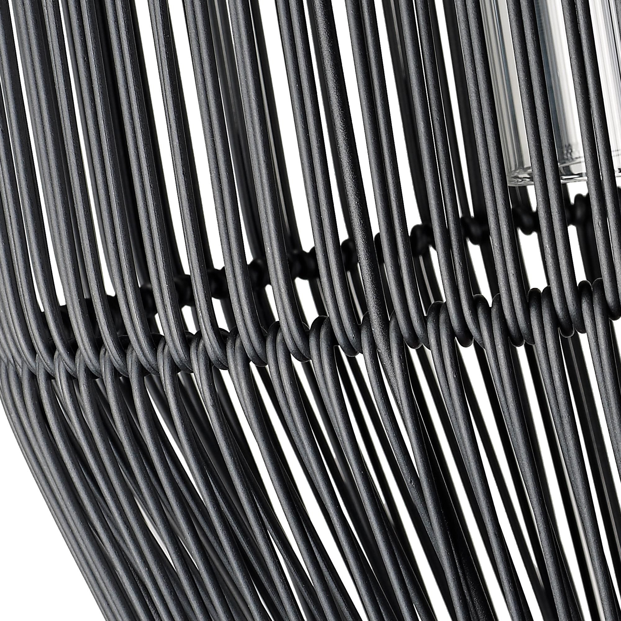 Shown in Natural Black finish and Black Composite Wicker shade