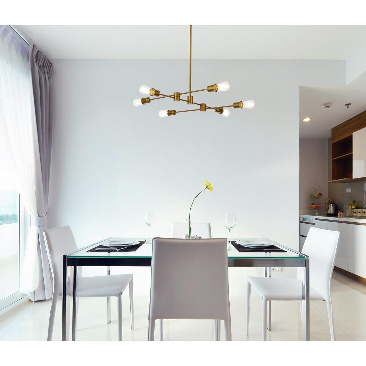 Xavier 31 Inch 6 Light Linear Suspension Light by Elegant Lighting