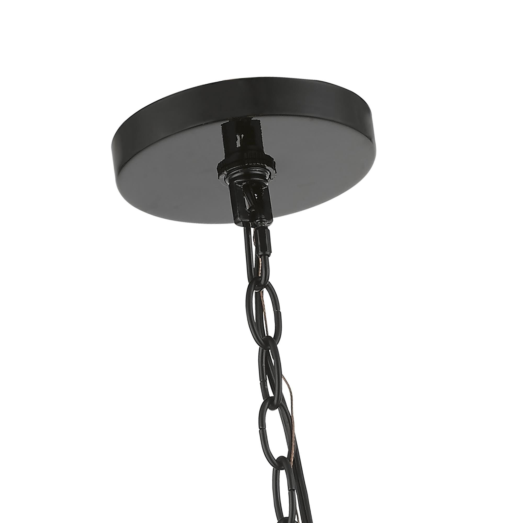 Shown in Shiny Black with Polished Brass Accents finish and Iron Pipe Rods shade