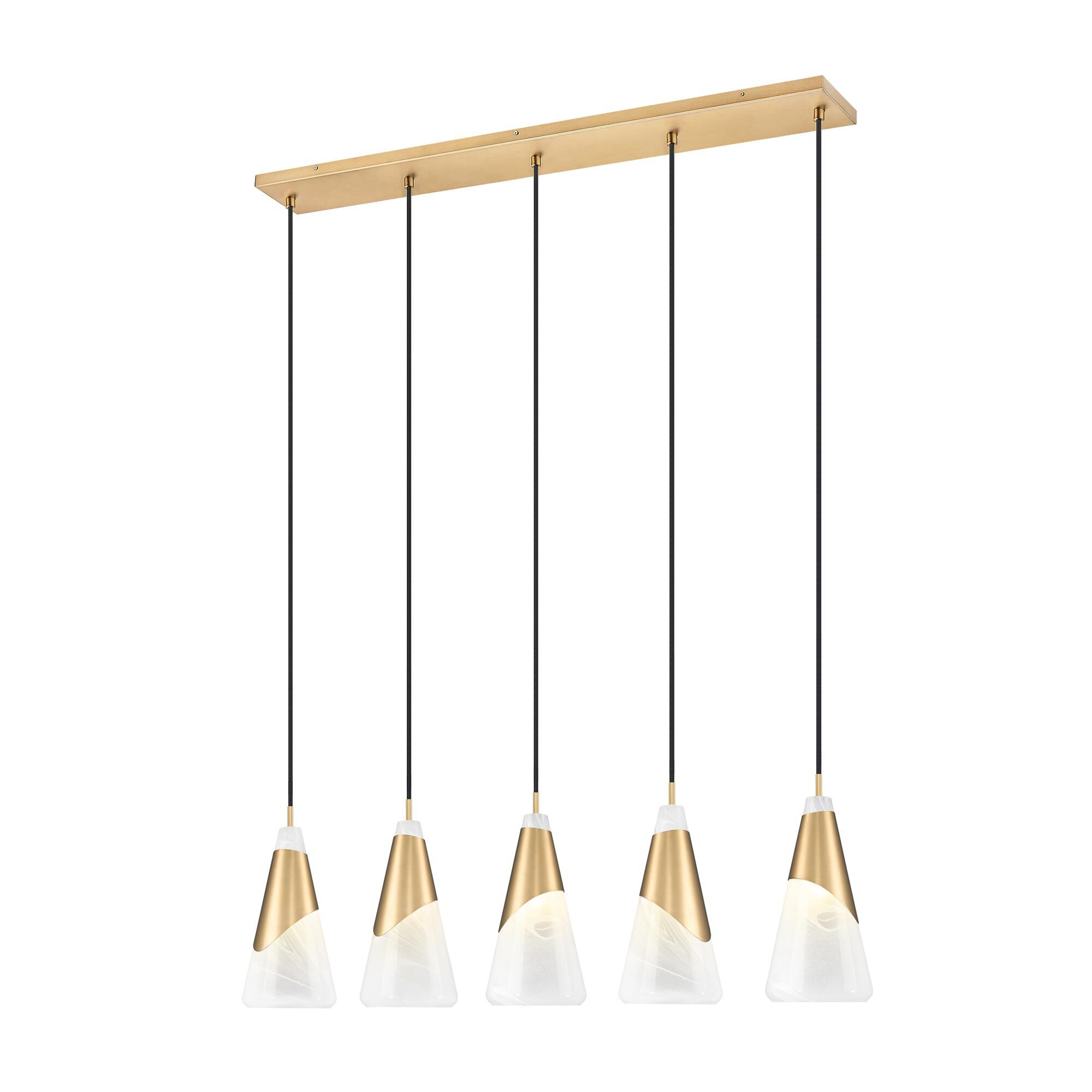 Shown in Modern Gold finish and White Swirl glass and White Swirl shade