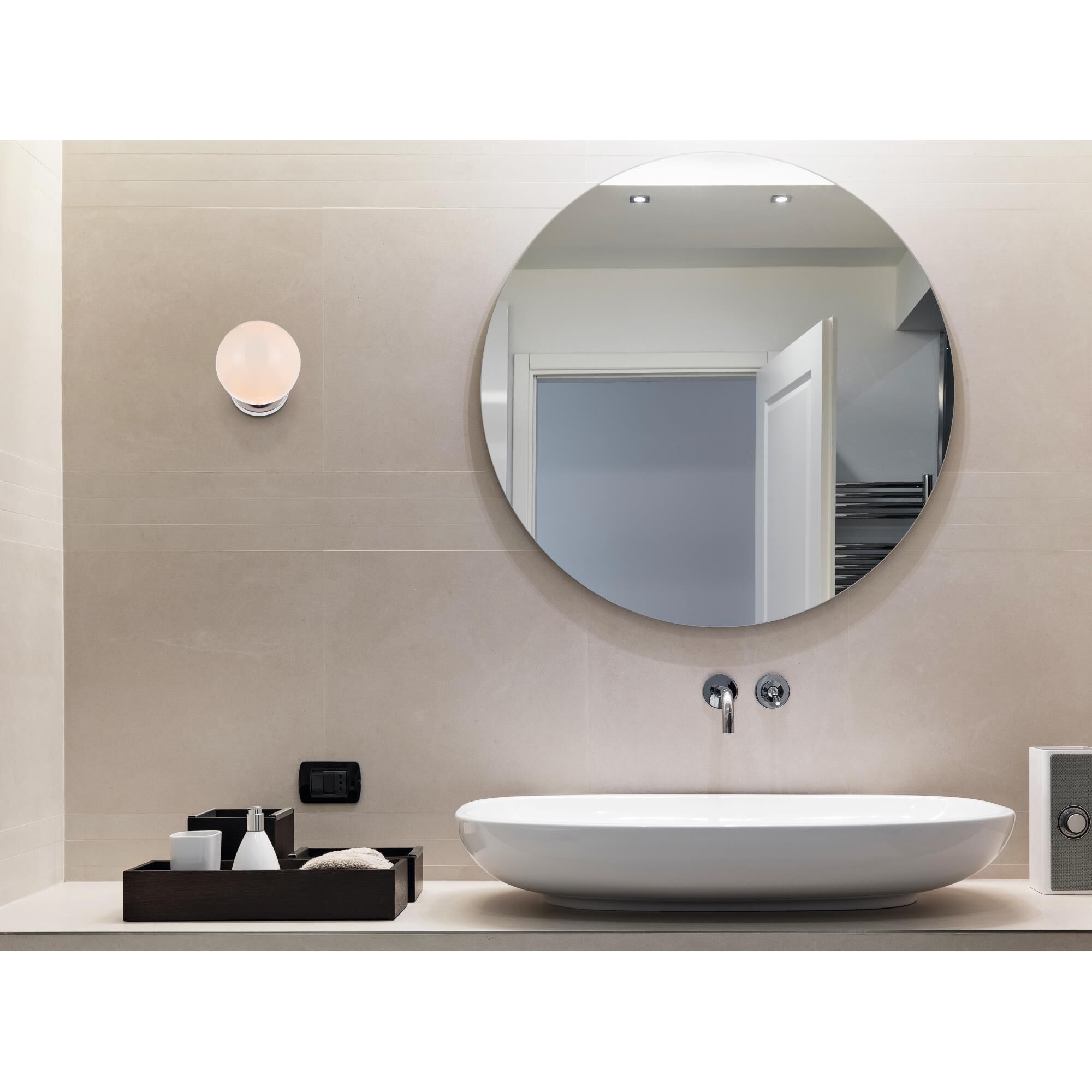 Shown in Chrome finish and Frosted White glass