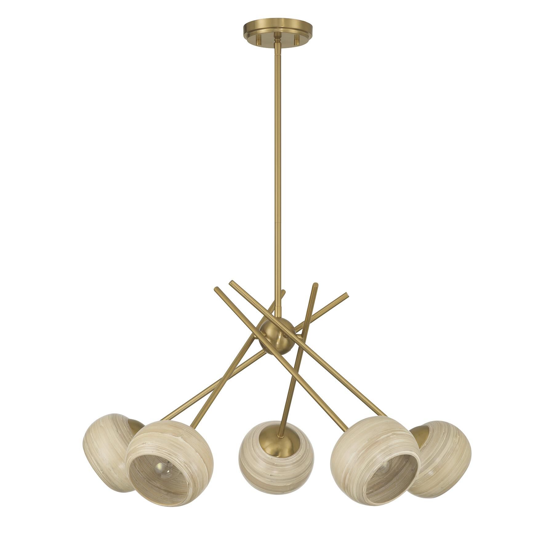 Shown in Warm Brass finish and Spun Bamboo shade