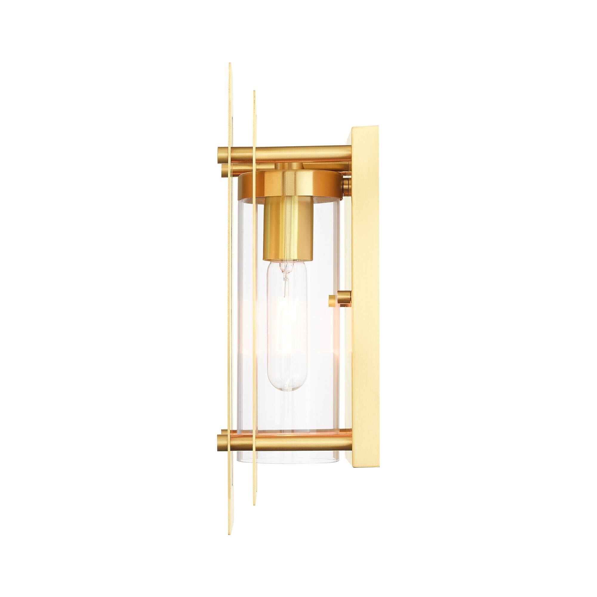 Shown in Satin Brass finish and Clear glass and Clear Glass shade